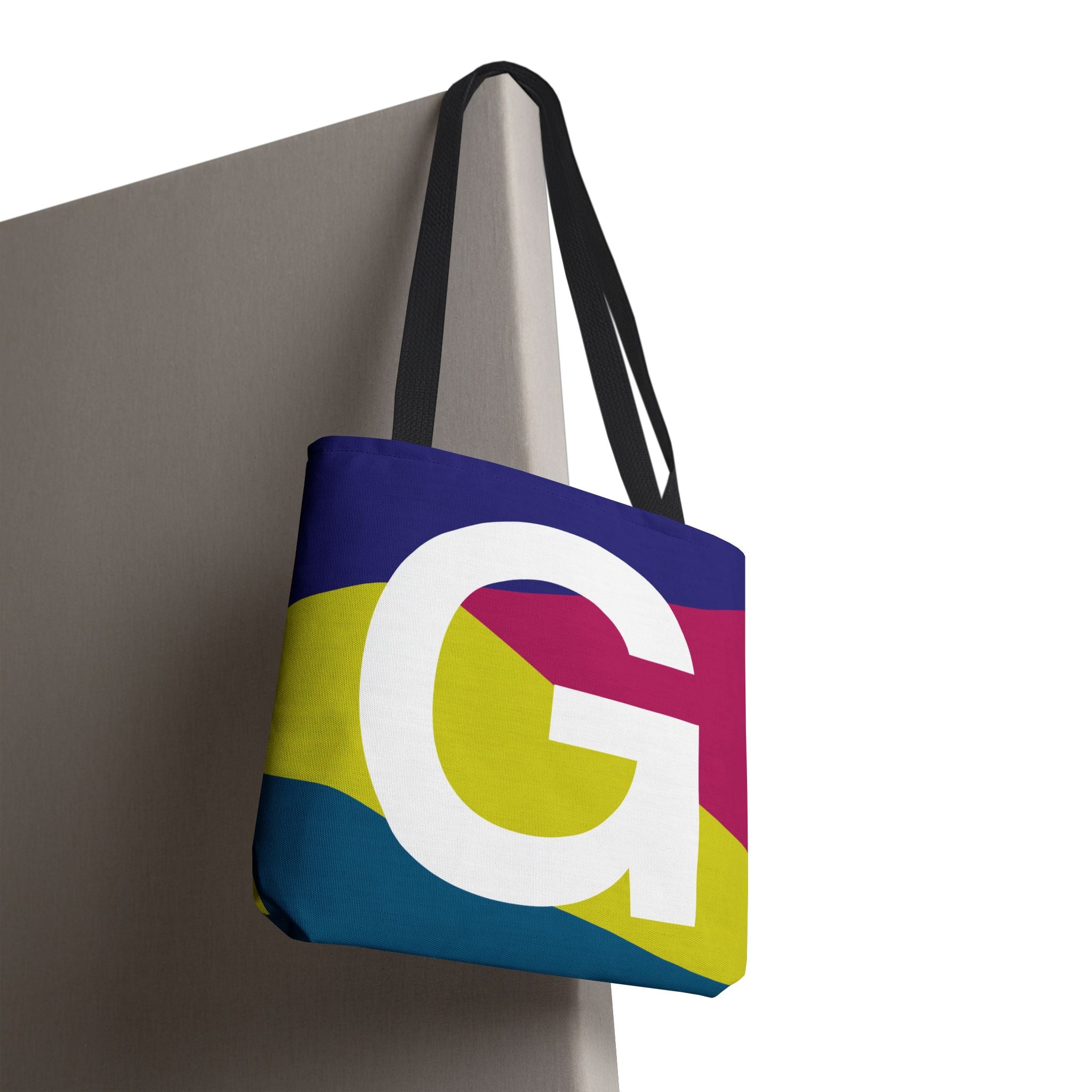 Monogram 'G' Colorblock Tote Bag — Personalized Initial G Shoulder Tote