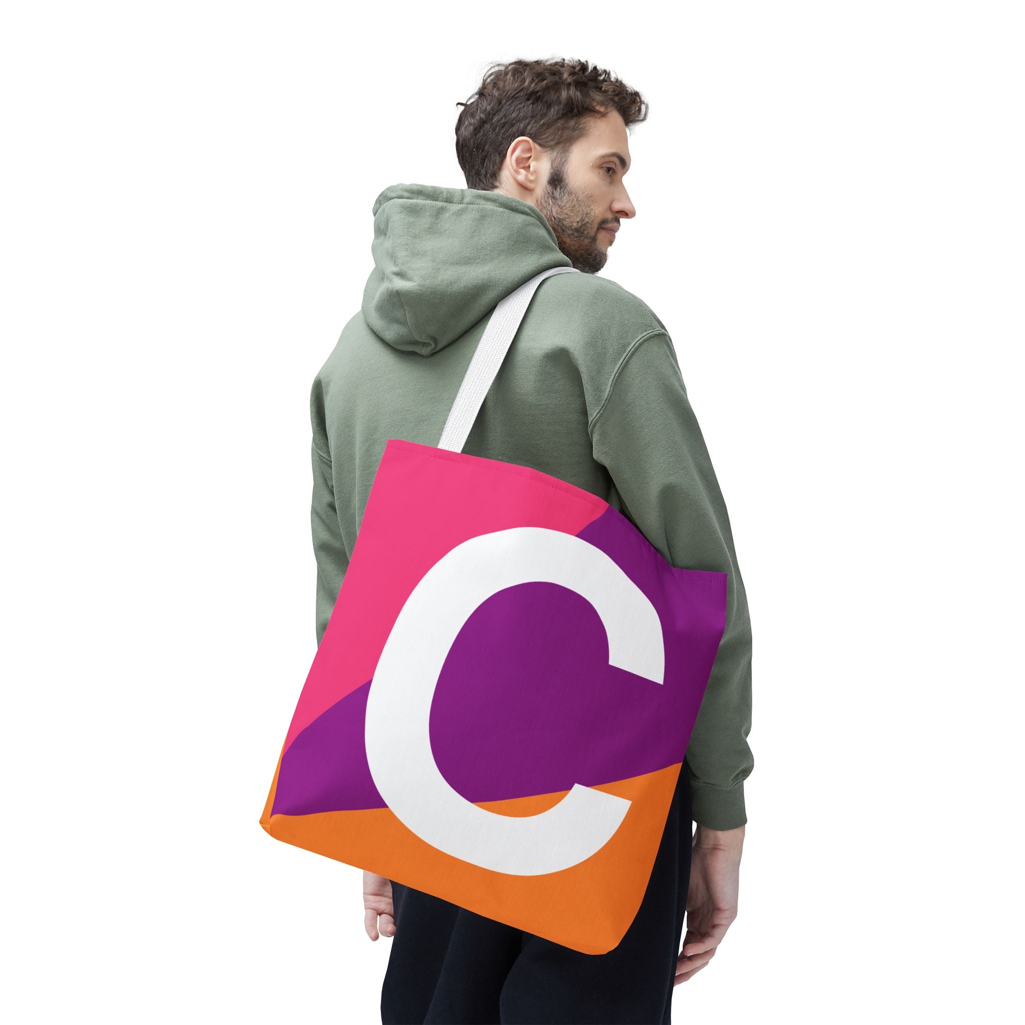 Monogram 'C' Colorblock Tote Bag — Personalized Initial C Shoulder Tote