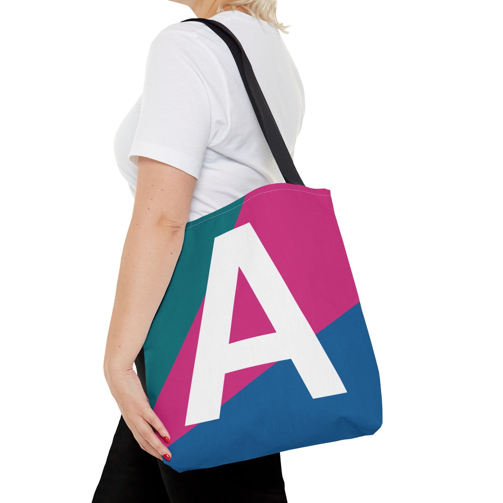 Monogram 'A' Colorblock Tote Bag — Personalized Initial A Shoulder Tote
