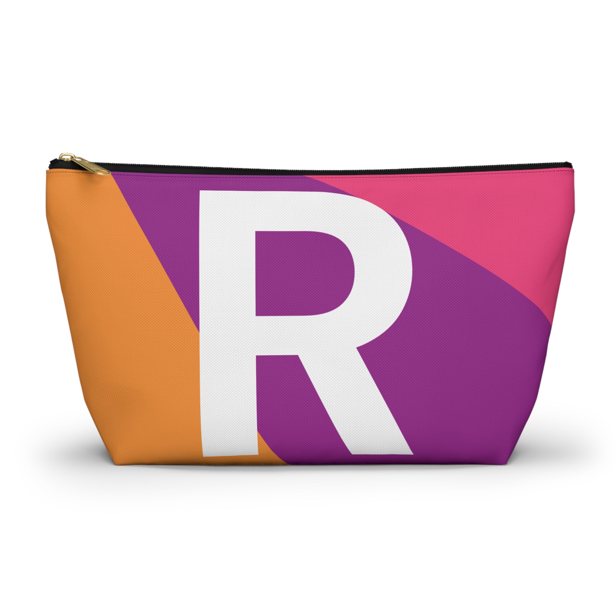 Initials Colorblock Accessory Pouch — Monogram R T-Bottom Cosmetic Bag