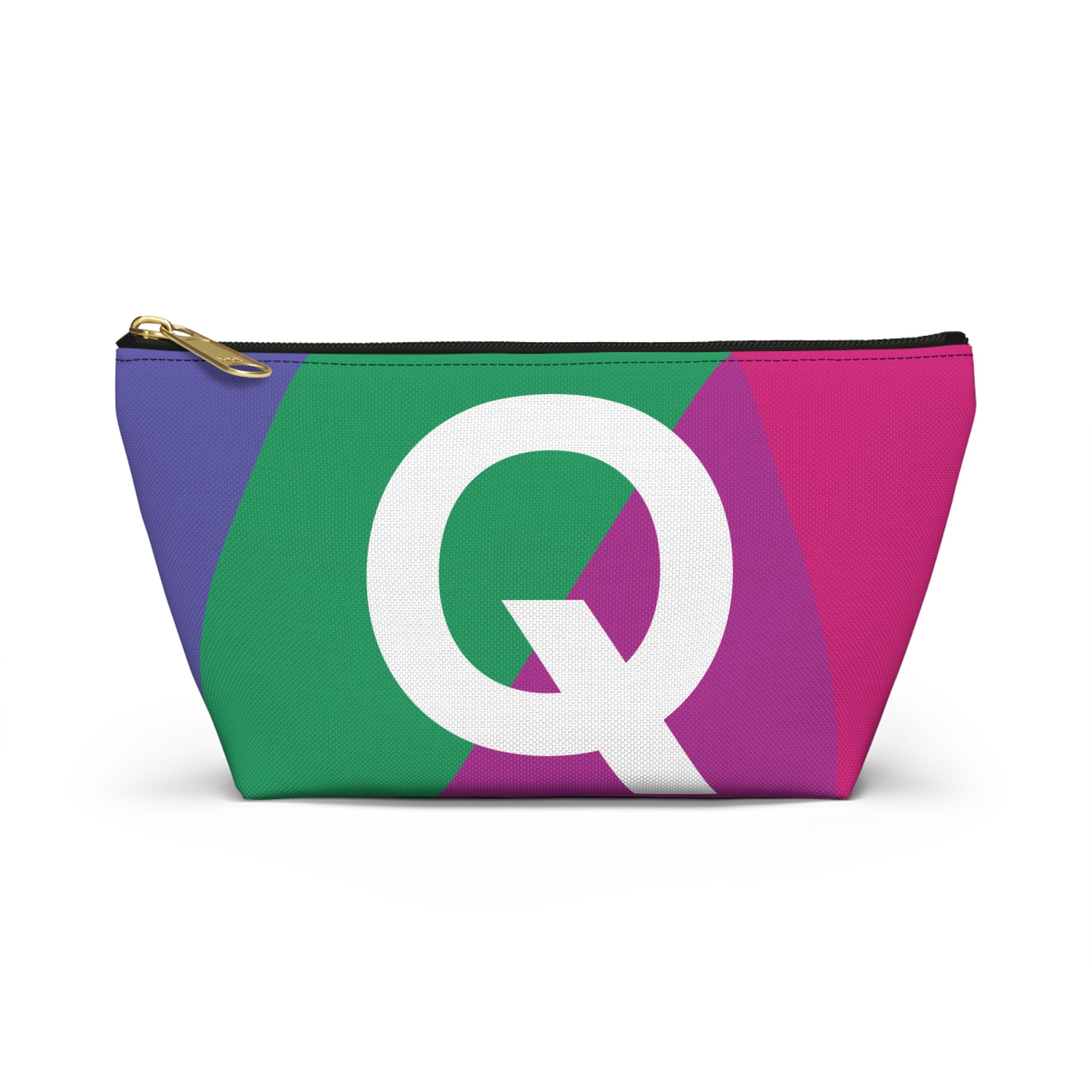 Initials Colorblock Accessory Pouch — Monogram Q T-Bottom Cosmetic Bag