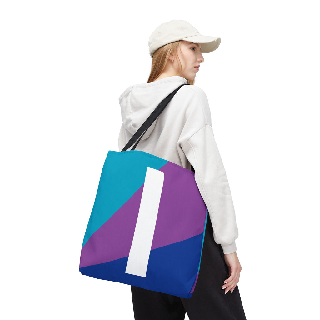 Monogram 'I' Colorblock Tote Bag — Personalized Initial I Shoulder Tote