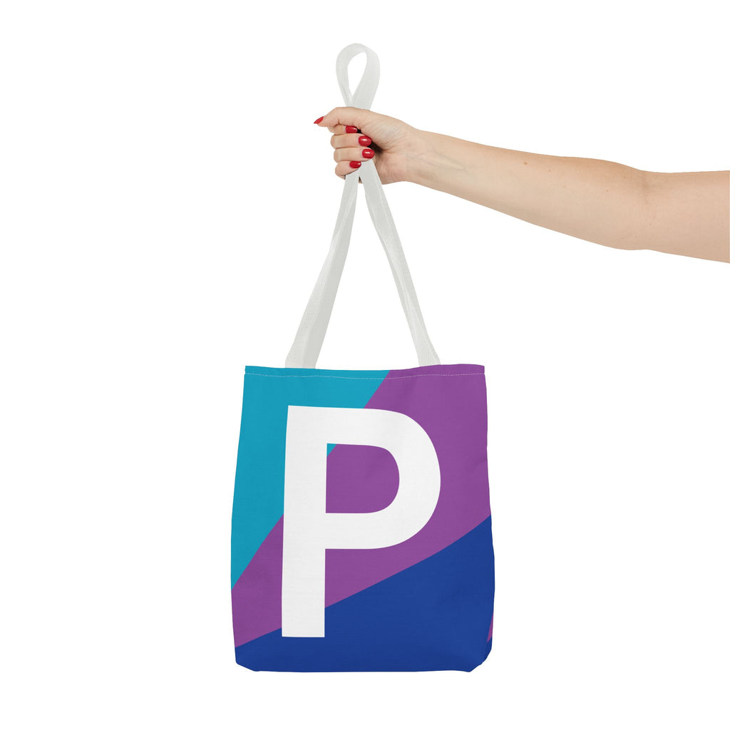 Monogram 'P' Colorblock Tote Bag — Personalized Initial P Shoulder Tote
