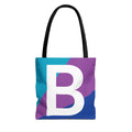Monogram 'B' Colorblock Tote Bag — Personalized Initial B Shoulder Tote