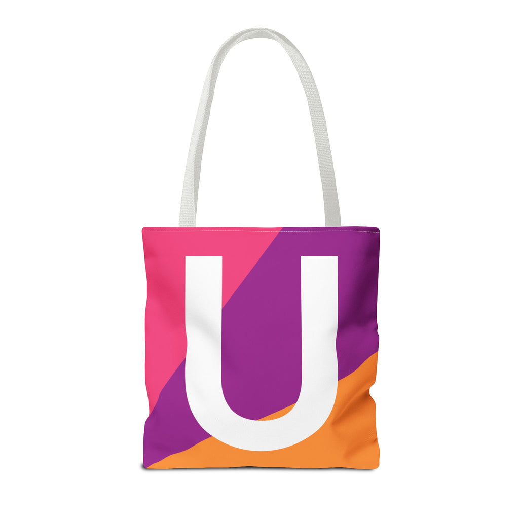 Monogram 'U' Colorblock Tote Bag — Personalized Initial U Shoulder Tote