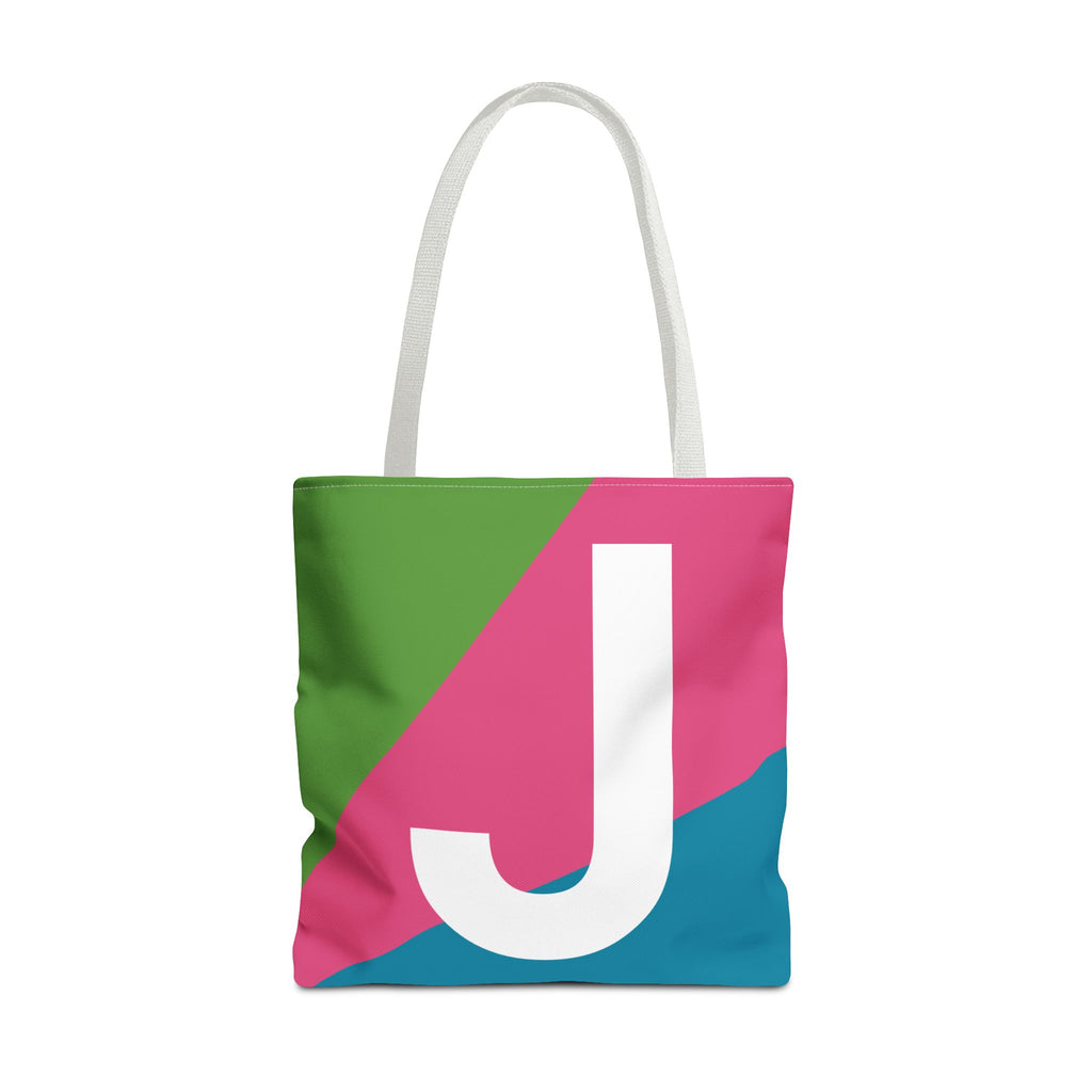 Monogram 'J' Colorblock Tote Bag — Personalized Initial J Shoulder Tote