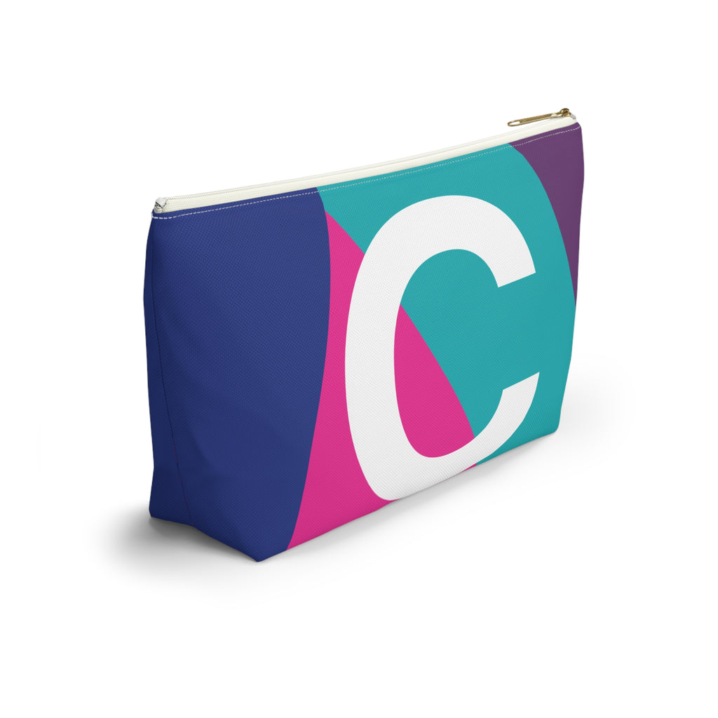 Initials Colorblock Accessory Pouch — Monogram C T-Bottom Cosmetic Bag