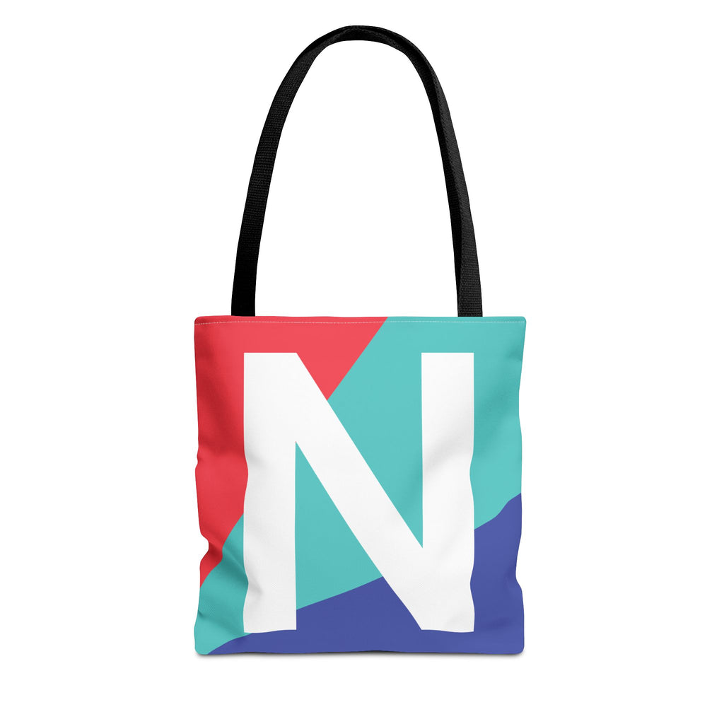 Monogram 'N' Colorblock Tote Bag — Personalized Initial N Shoulder Tote