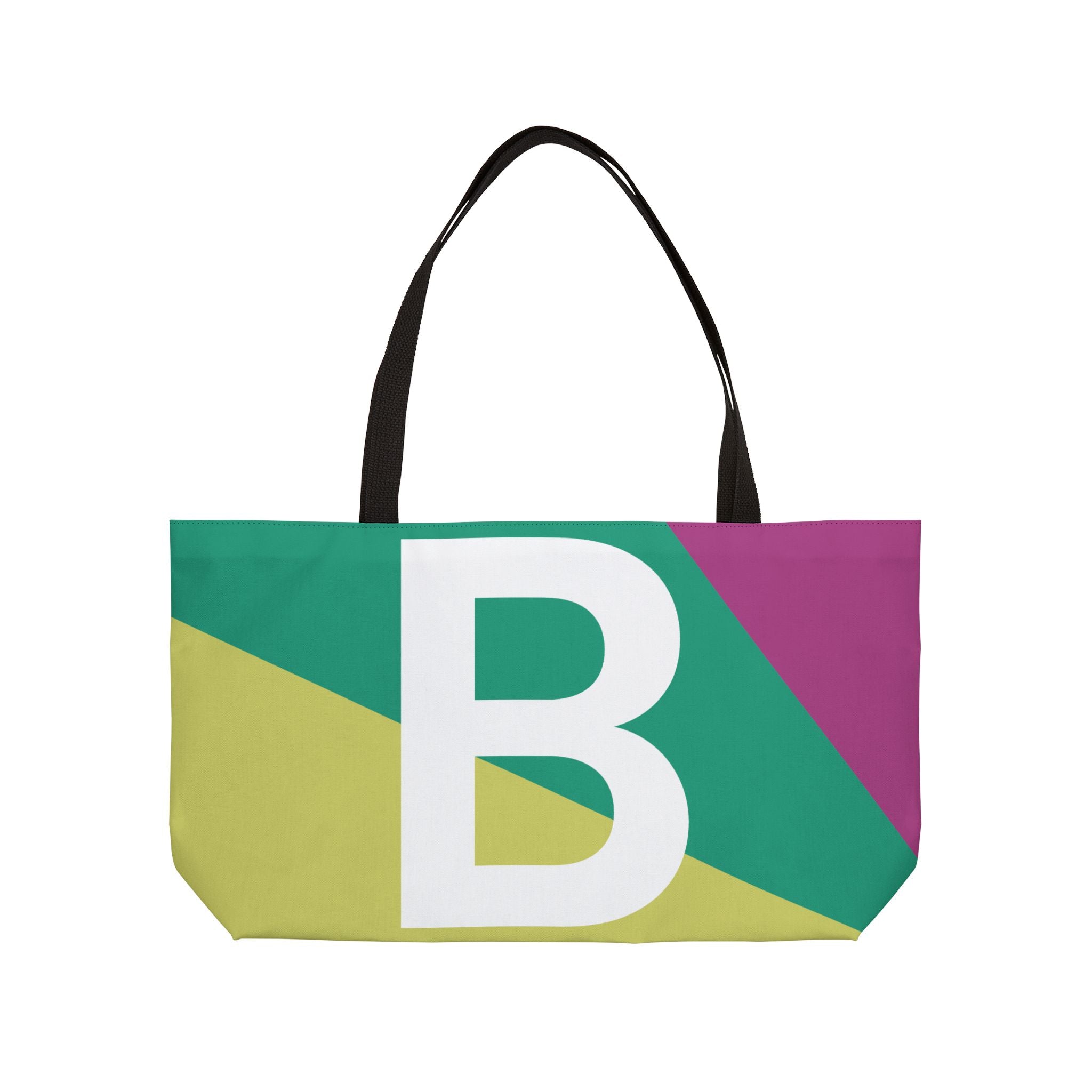 Personalized 'B' Colorblock Tote Bag — Monogram Weekender Tote