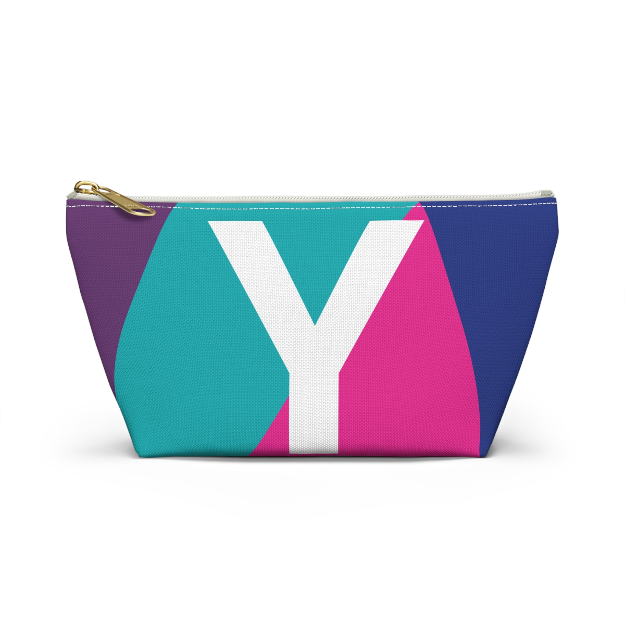 Initials Colorblock Accessory Pouch — Monogram Y T-Bottom Cosmetic Bag