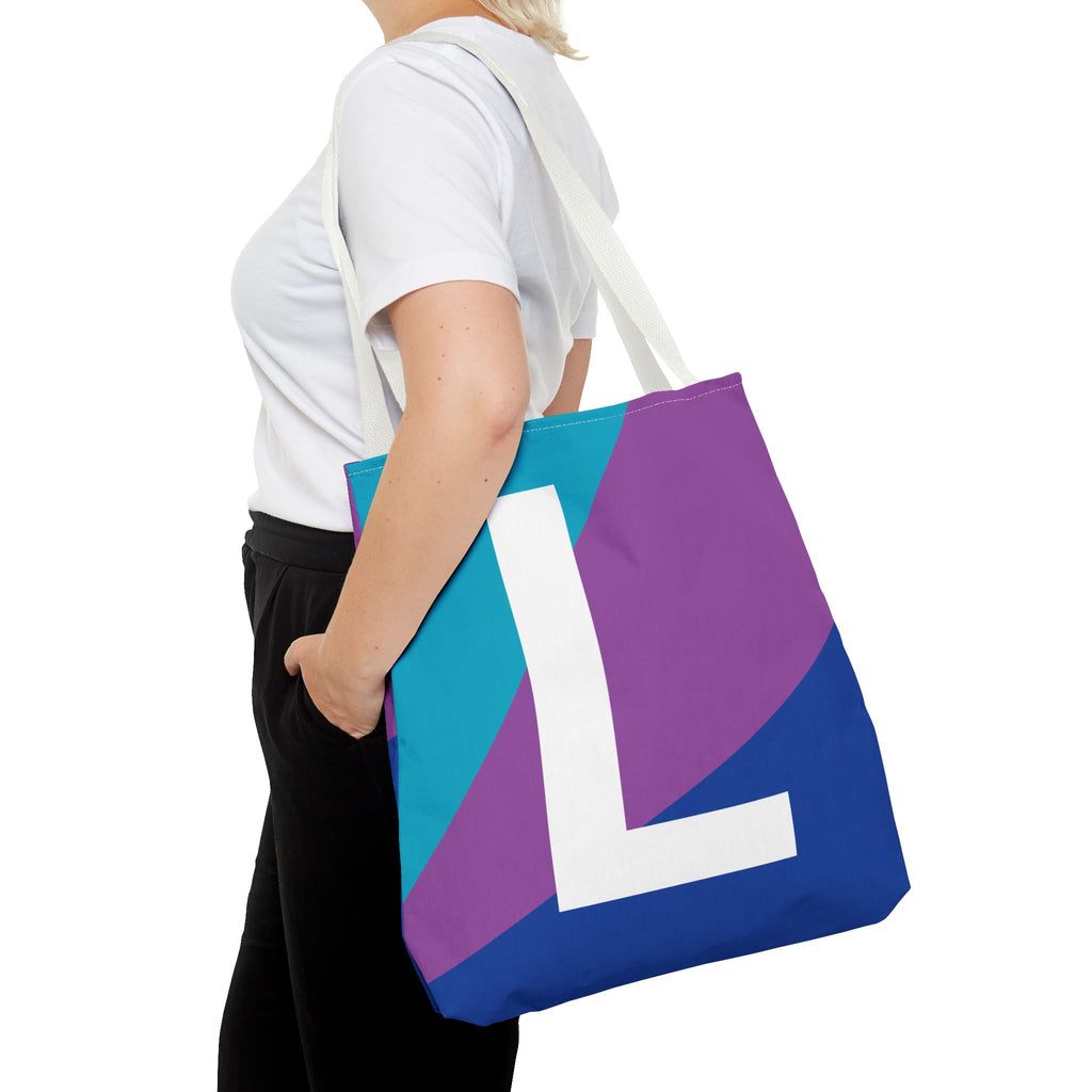 Monogram 'L' Colorblock Tote Bag — Personalized Initial L Shoulder Tote