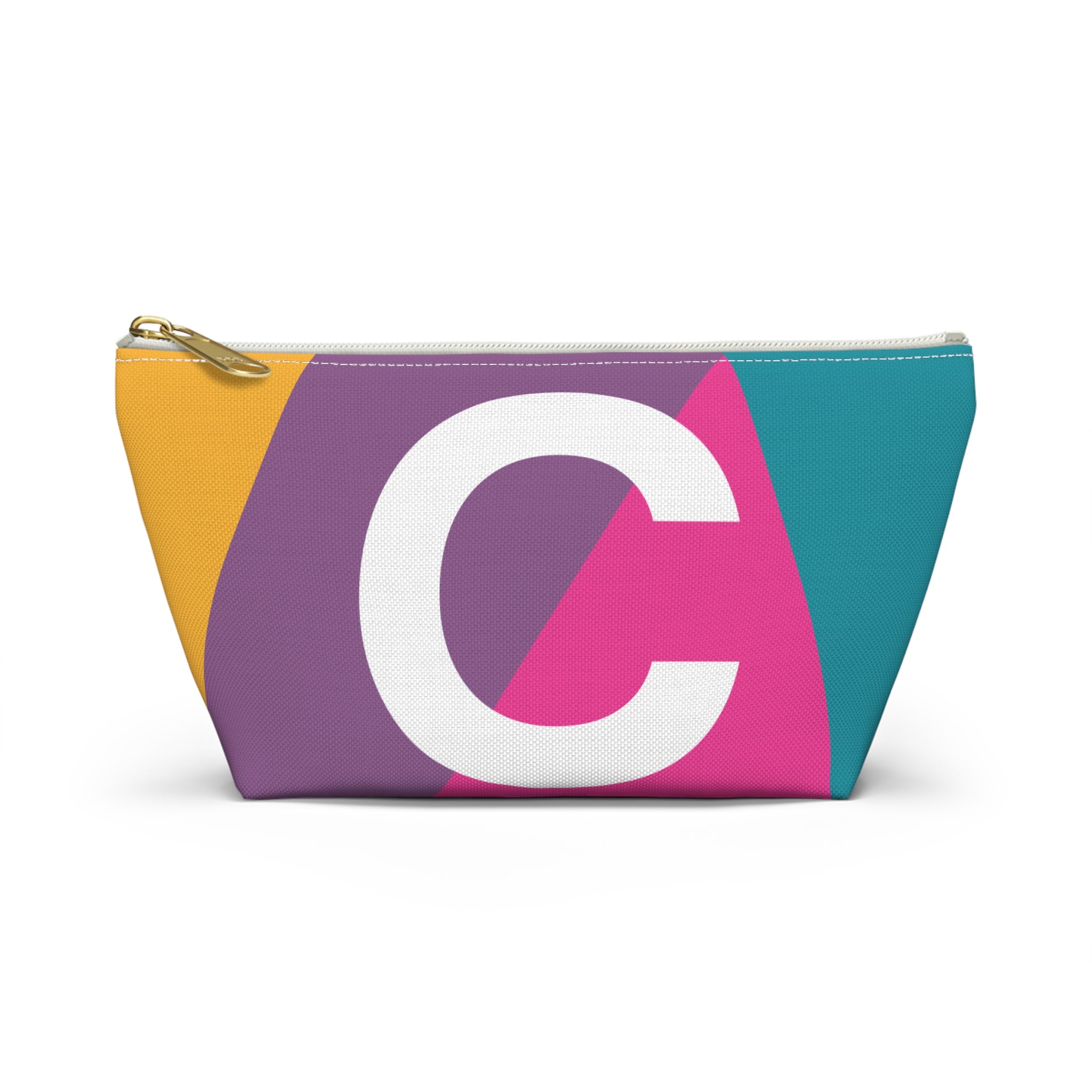 Initials Colorblock Accessory Pouch — Monogram C T-Bottom Cosmetic Bag