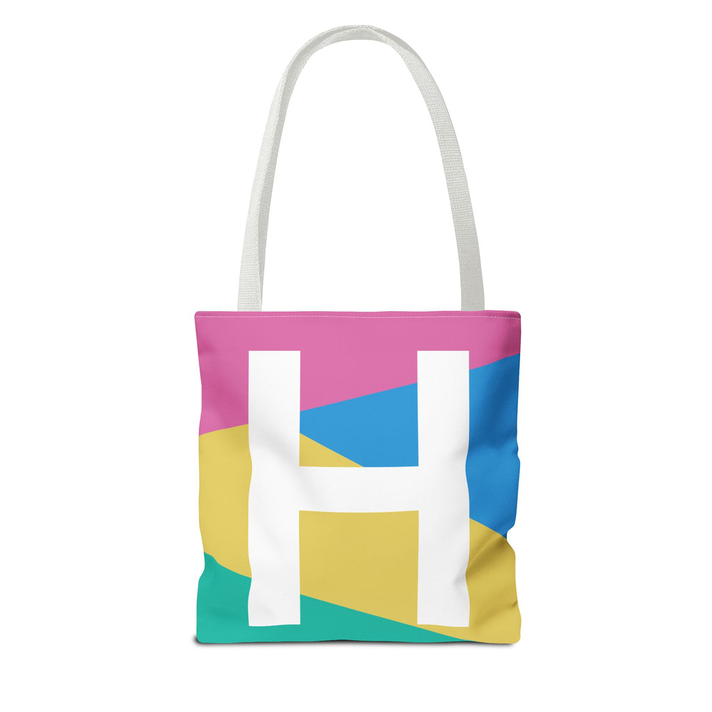 Monogram 'H' Colorblock Tote Bag — Personalized Initial H Shoulder Tote