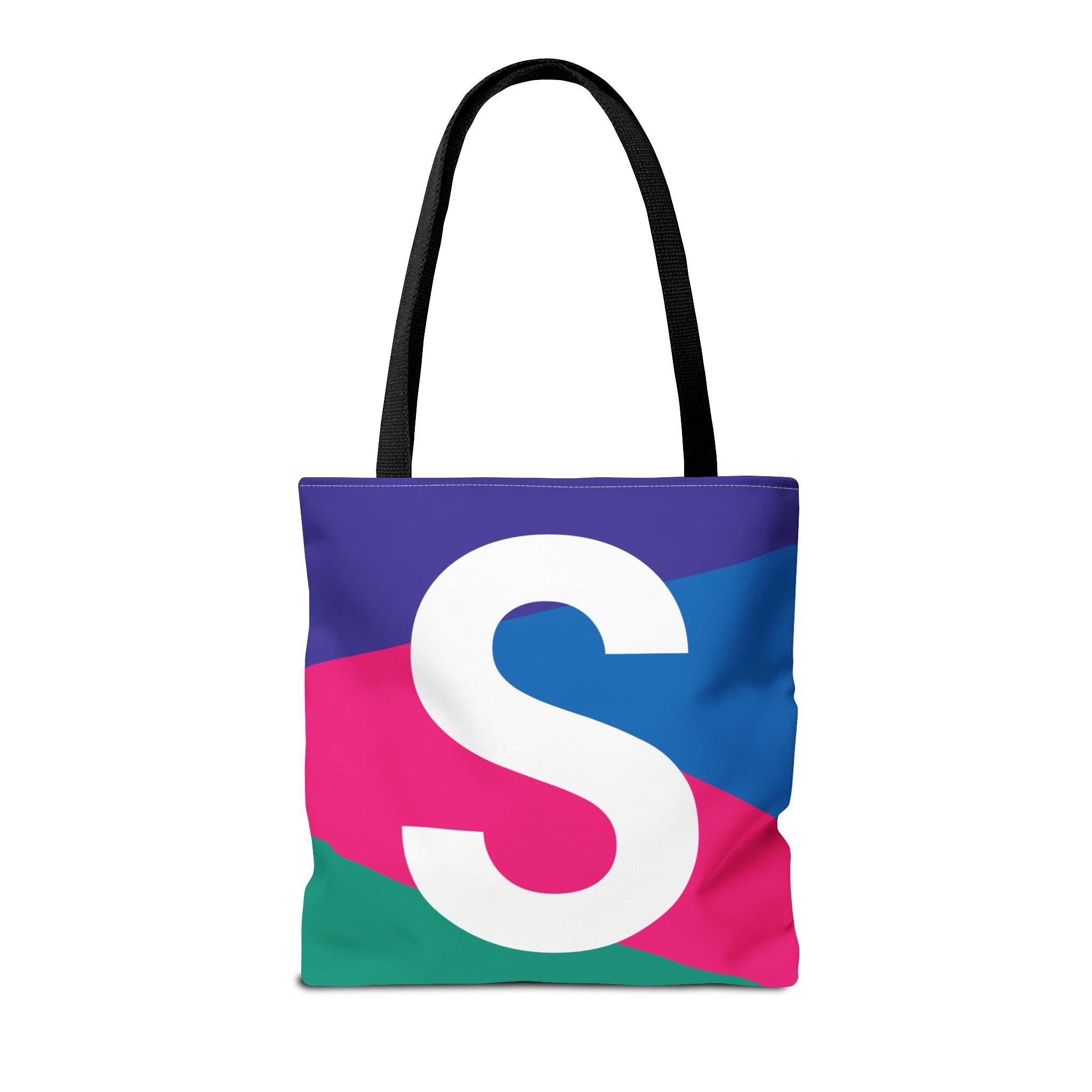 Monogram 'S' Colorblock Tote Bag — Personalized Initial S Shoulder Tote