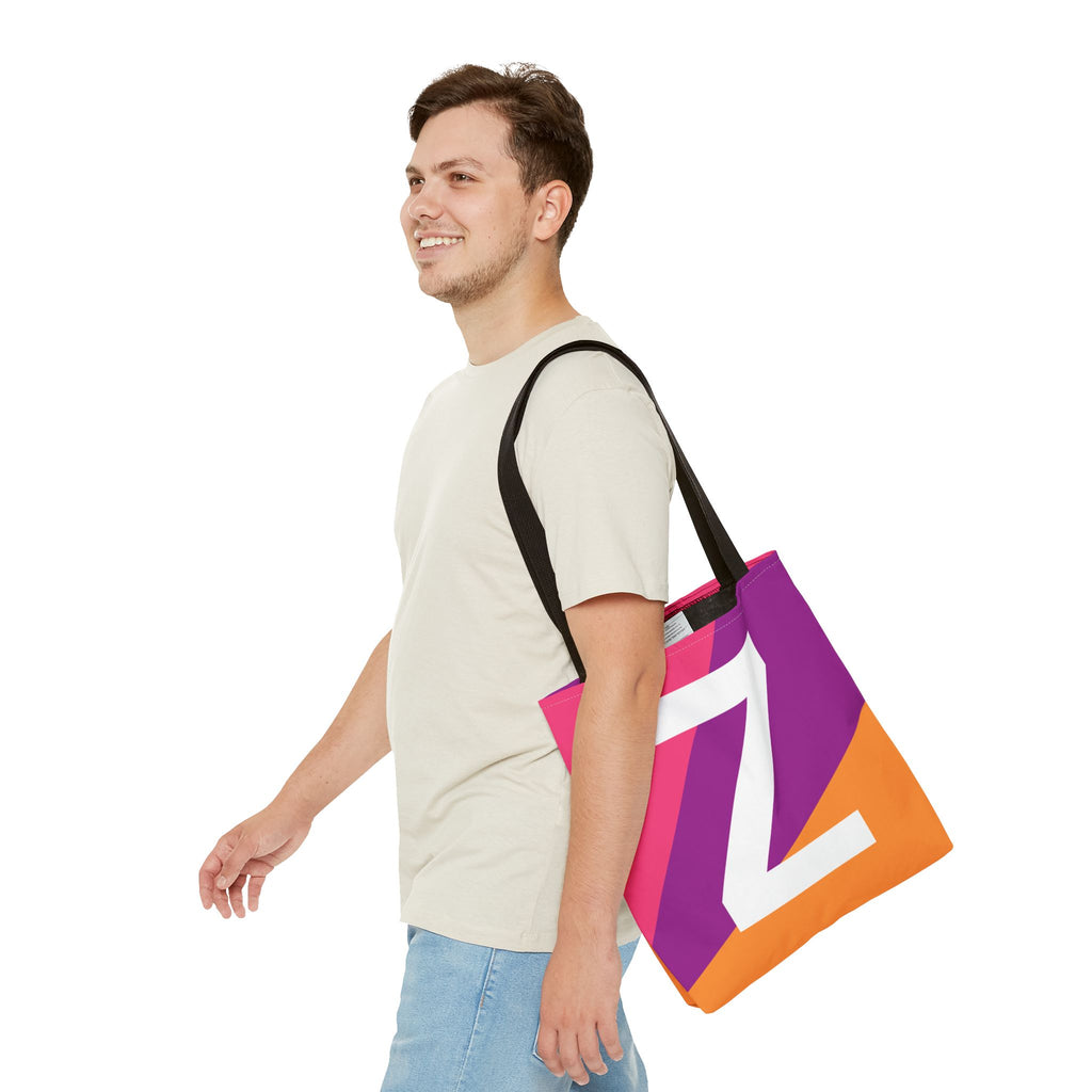 Monogram 'Z' Colorblock Tote Bag — Personalized Initial Z Shoulder Tote