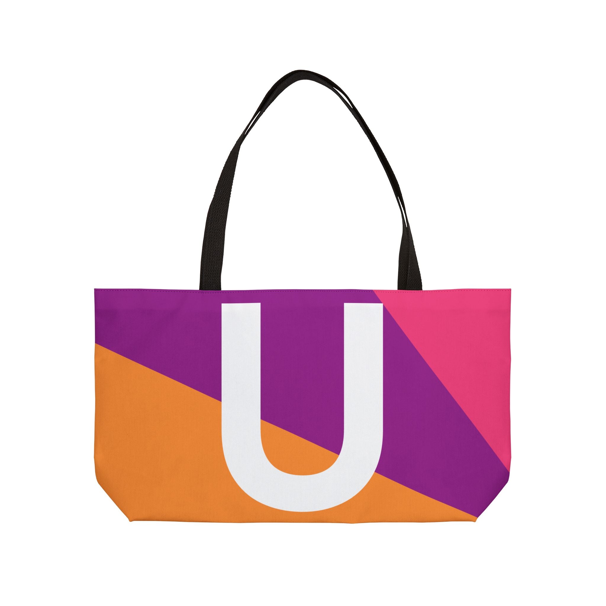 Personalized 'U' Colorblock Tote Bag — Monogram Weekender Tote