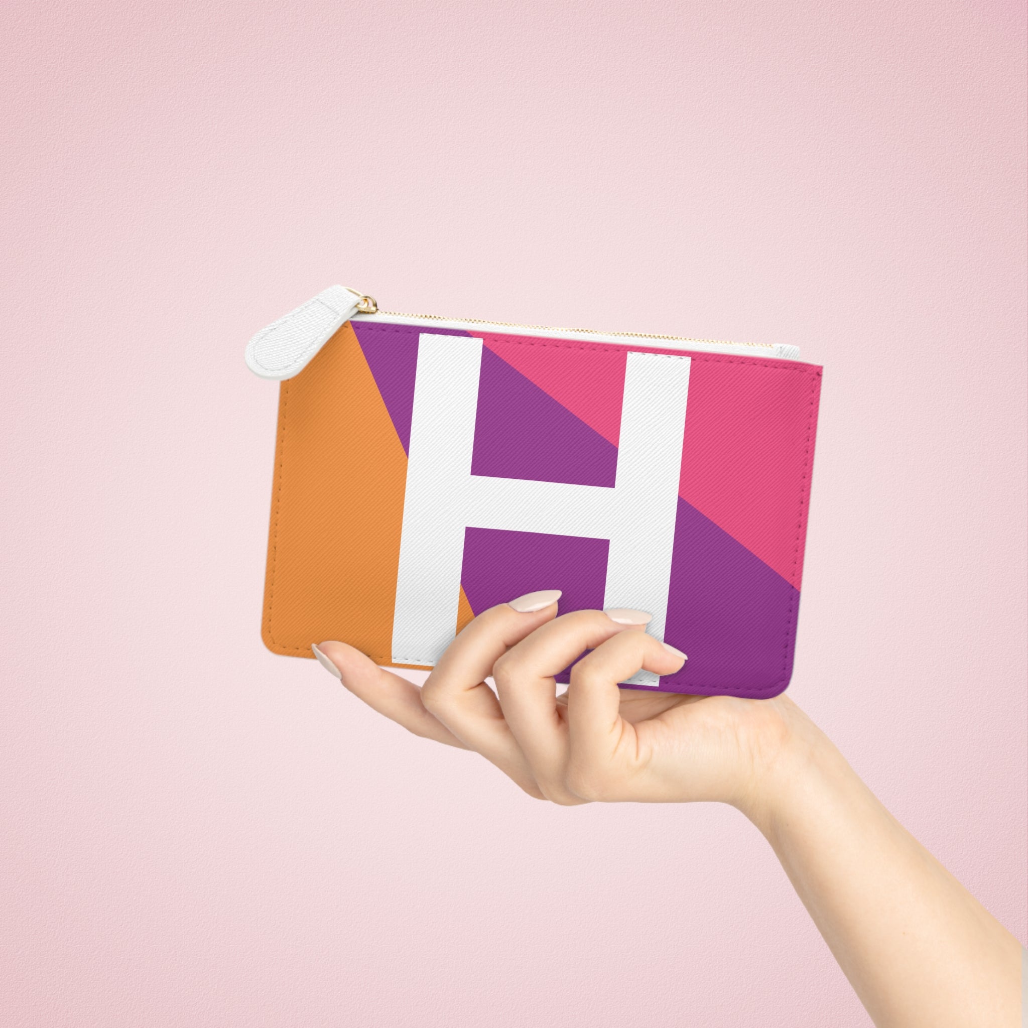 Initial H Mini Clutch — Colorblock Monogram Wristlet Wallet