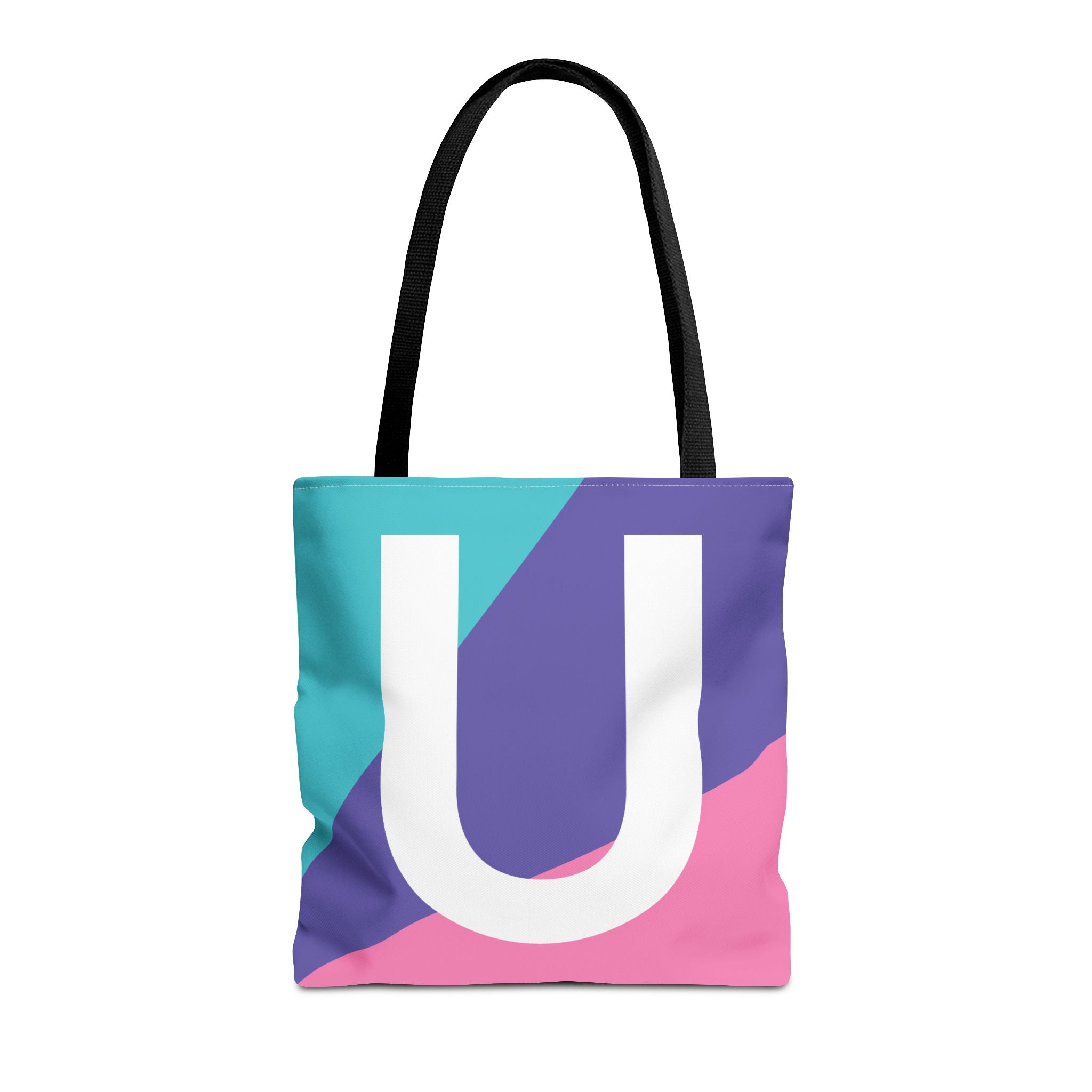 Monogram 'U' Colorblock Tote Bag — Personalized Initial U Shoulder Tote