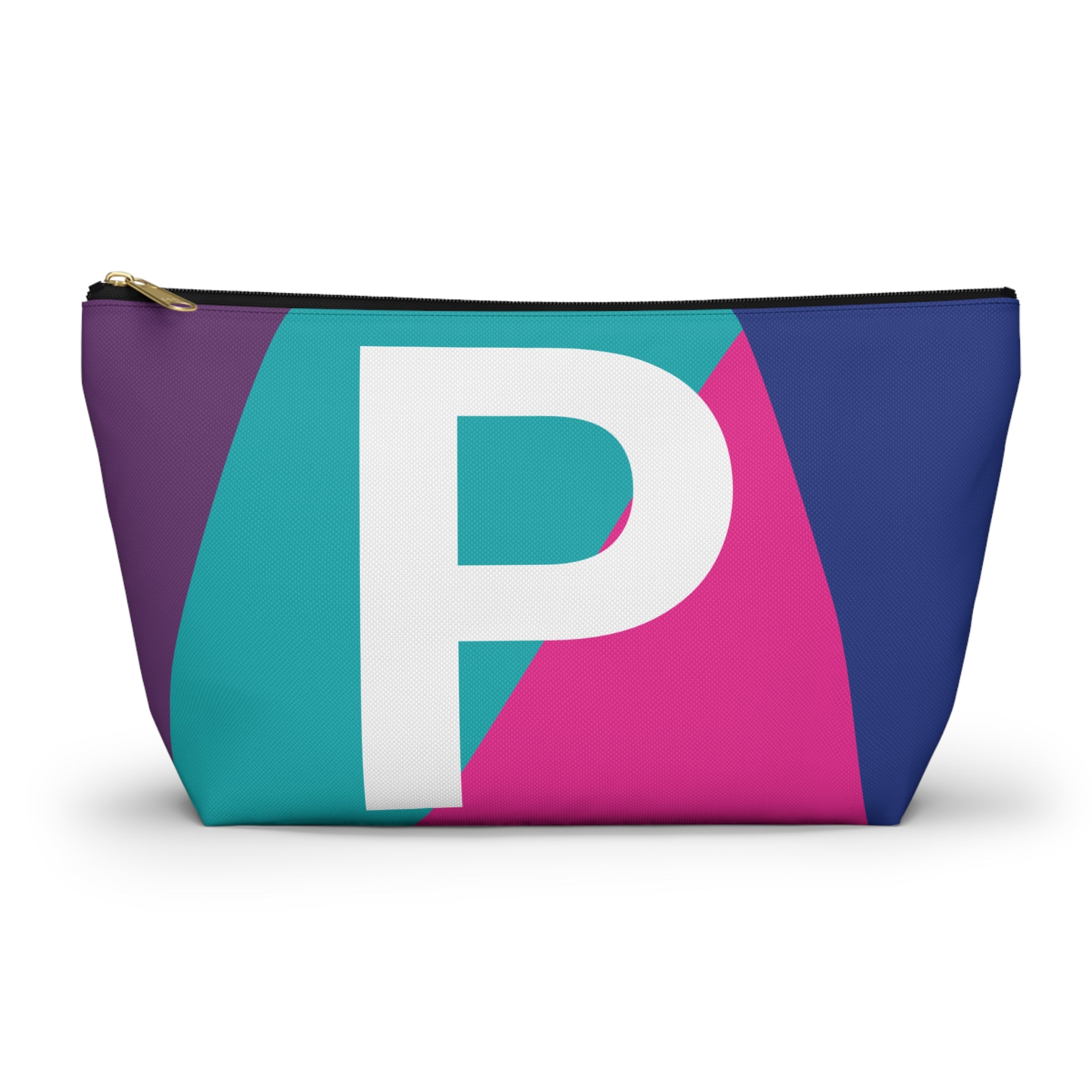 Initials Colorblock Accessory Pouch — Monogram P T-Bottom Cosmetic Bag