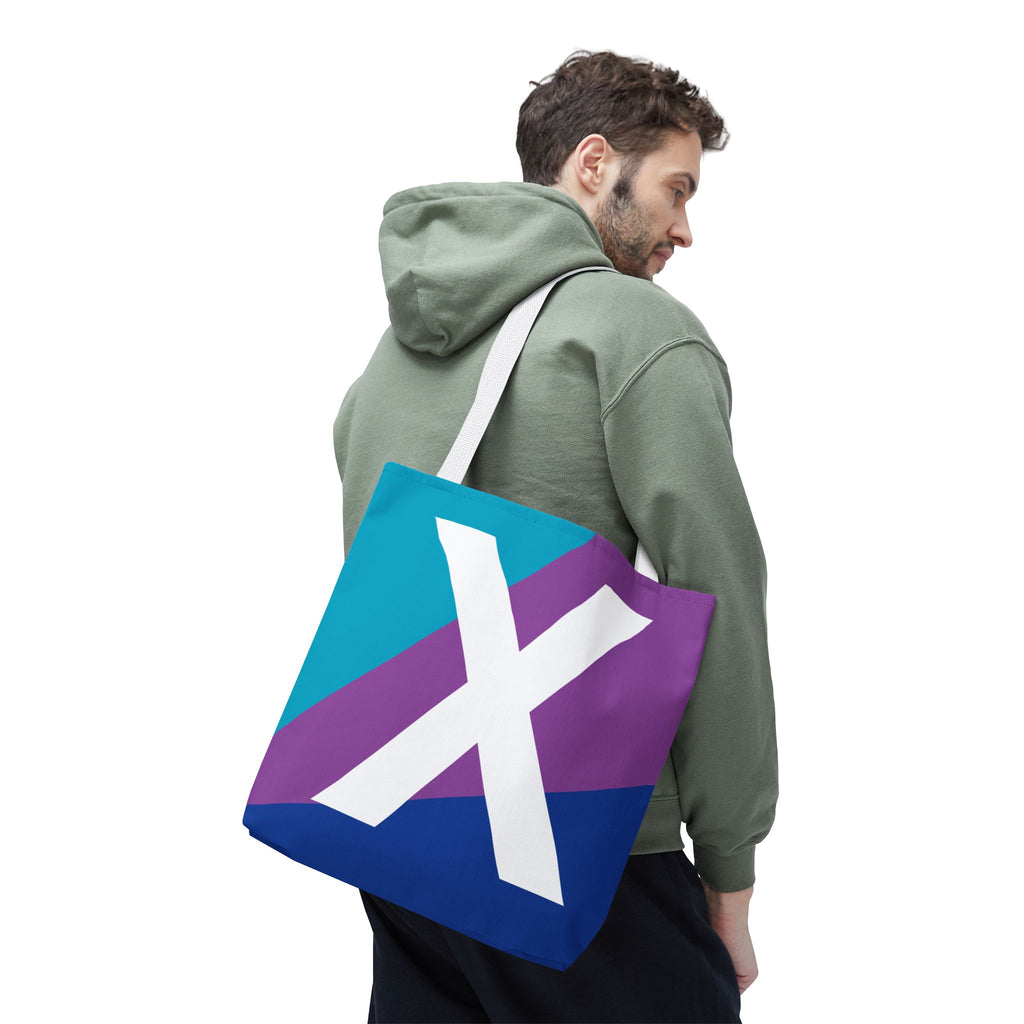 Monogram 'X' Colorblock Tote Bag — Personalized Initial X Shoulder Tote