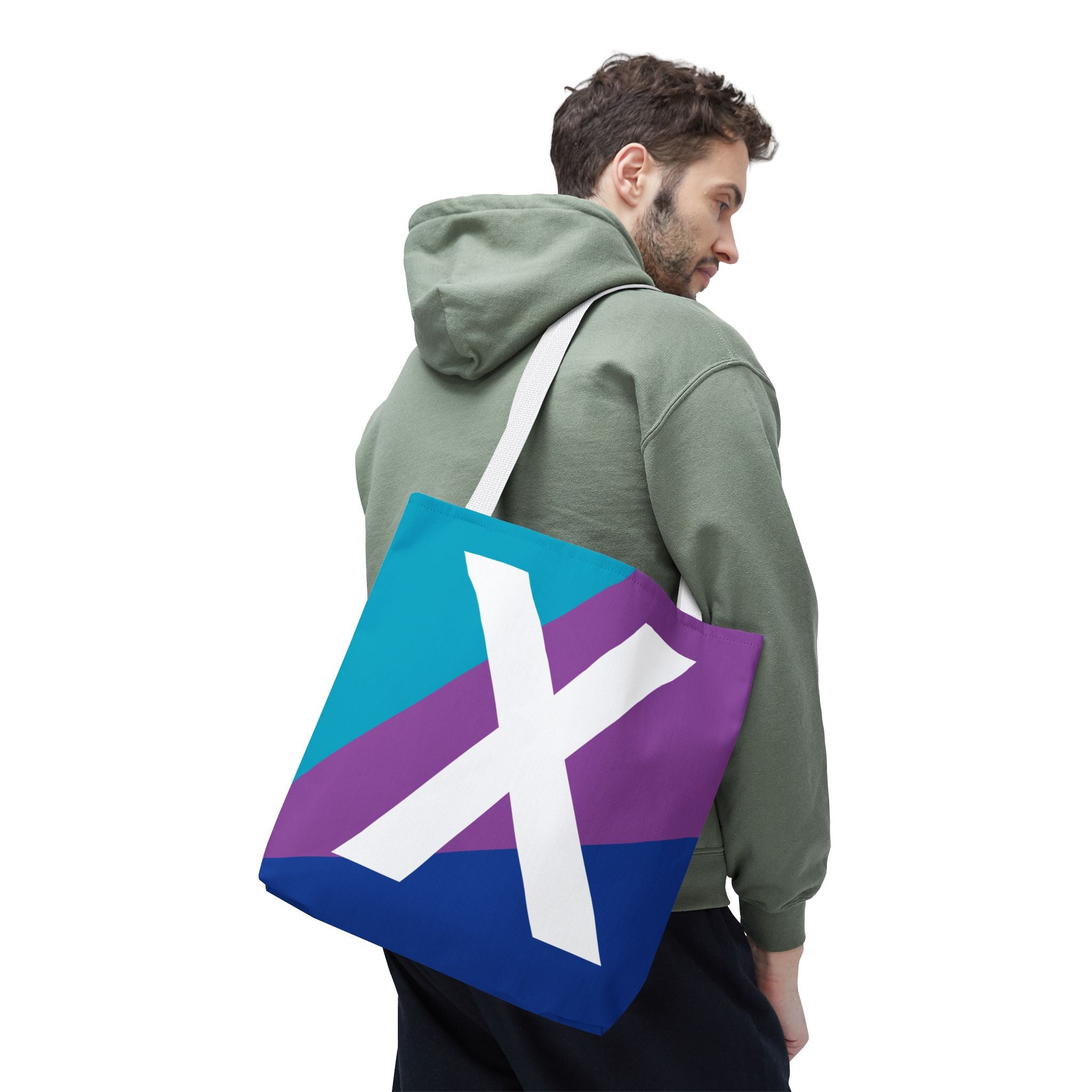 Monogram 'X' Colorblock Tote Bag — Personalized Initial X Shoulder Tote