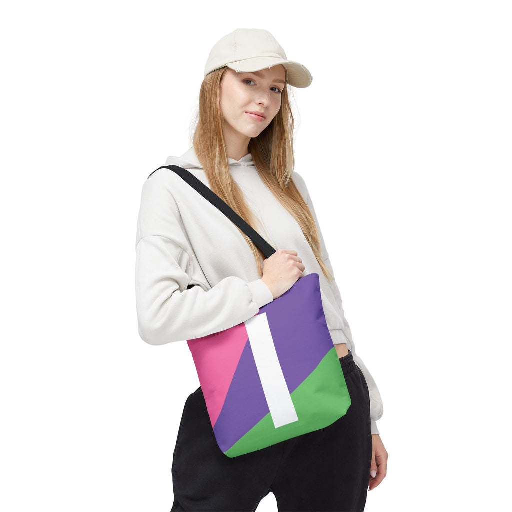 Monogram 'I' Colorblock Tote Bag — Personalized Initial I Shoulder Tote