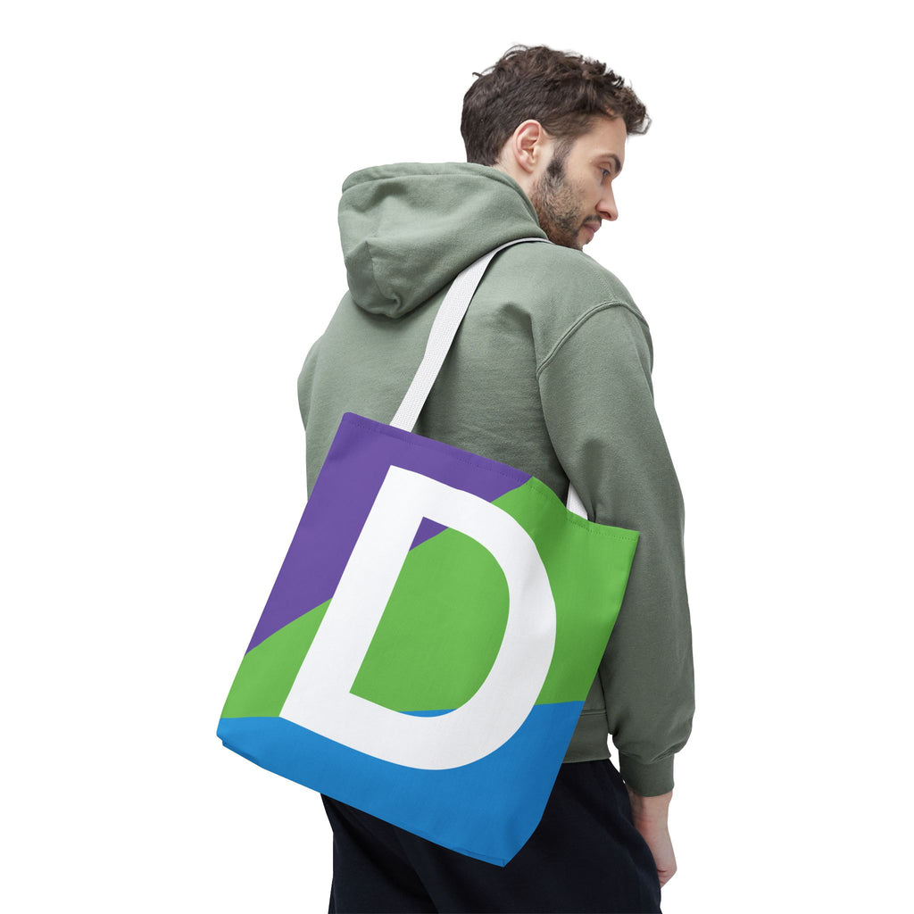 Monogram 'D' Colorblock Tote Bag — Personalized Initial D Shoulder Tote