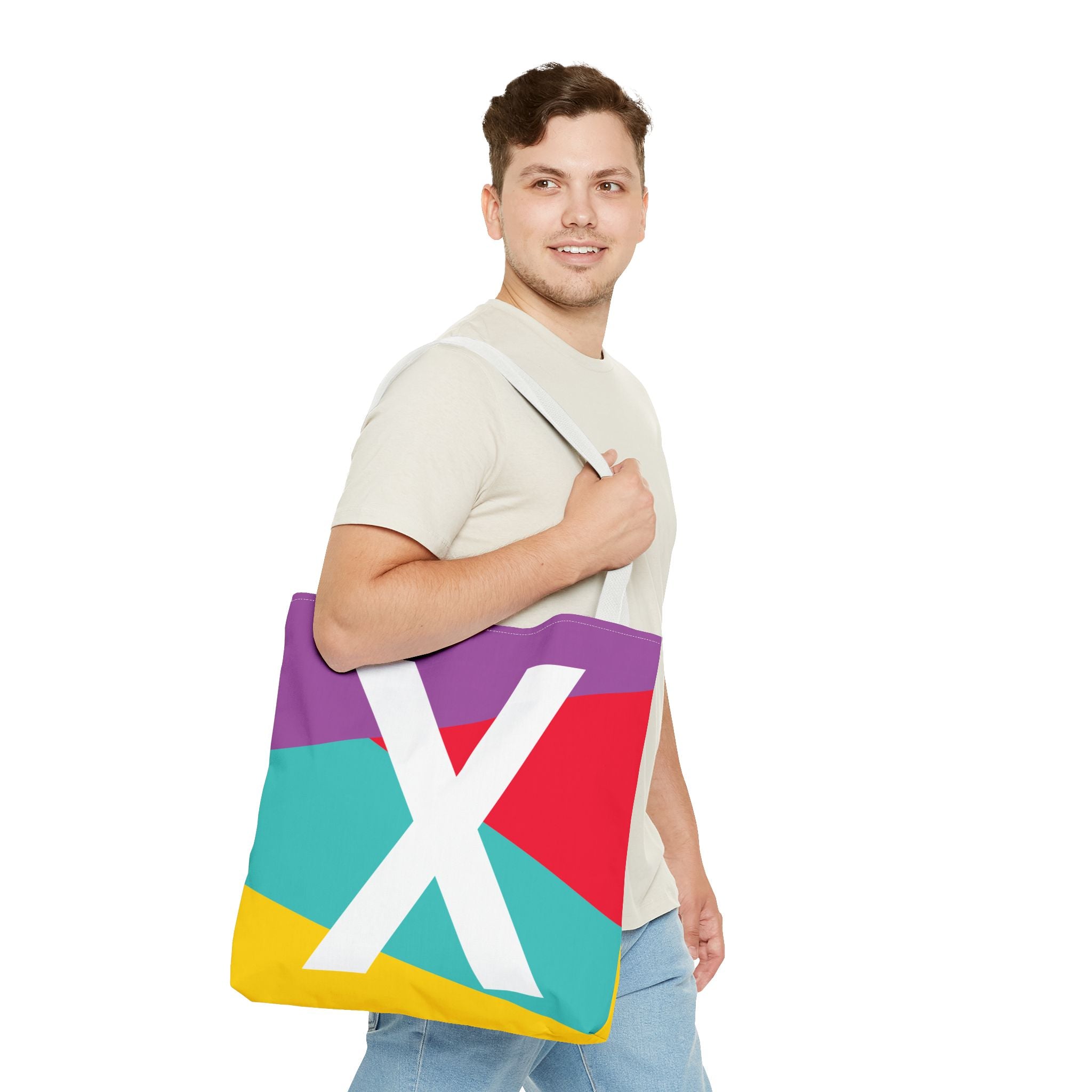 Monogram 'X' Colorblock Tote Bag — Personalized Initial X Shoulder Tote