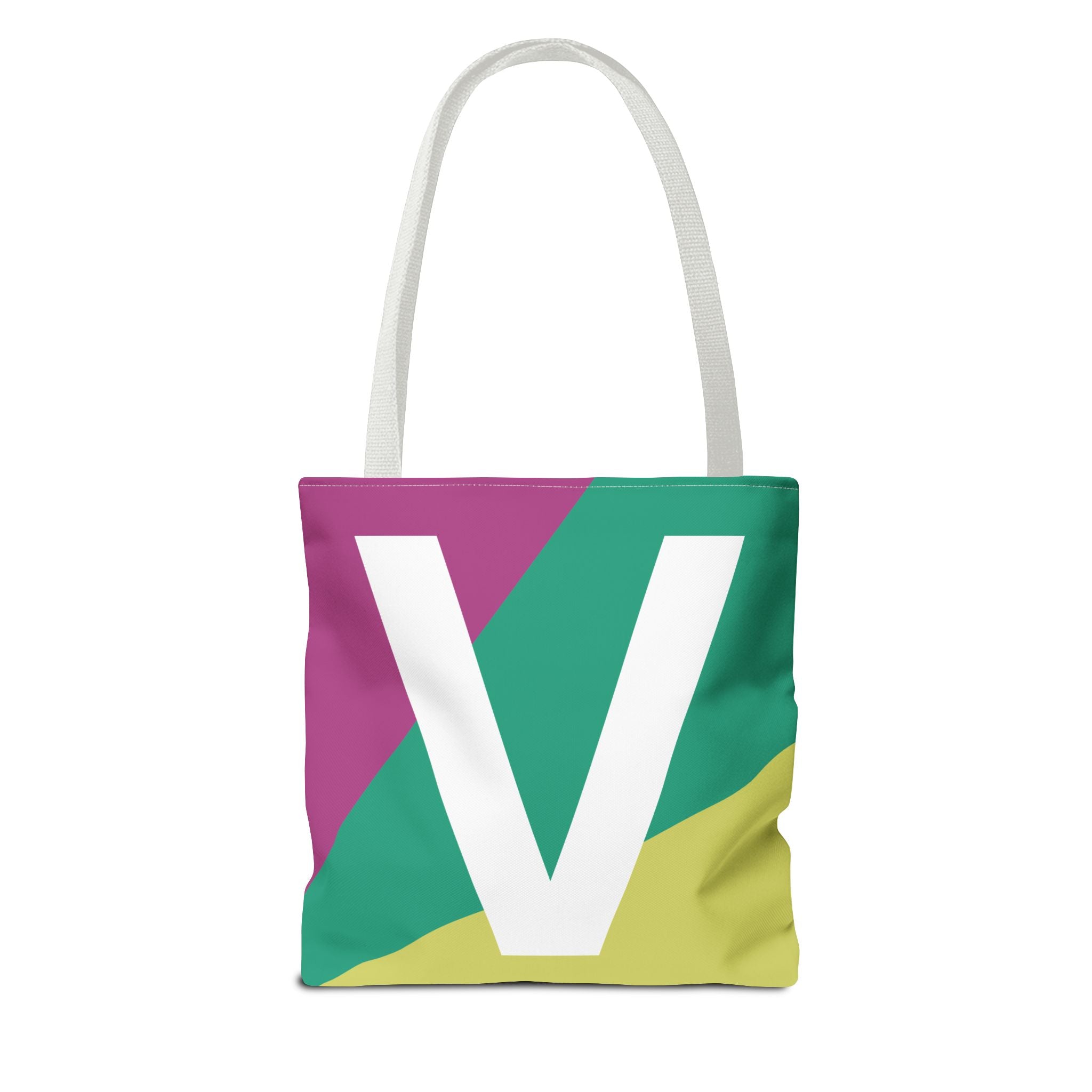 Monogram 'V' Colorblock Tote Bag — Personalized Initial V Shoulder Tote