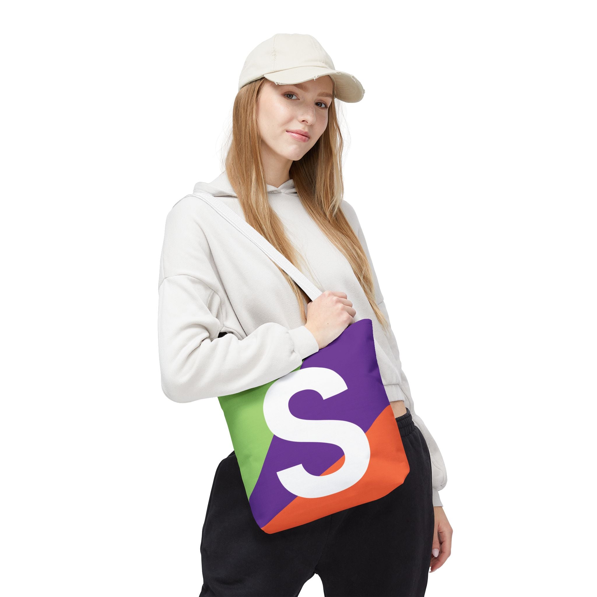 Monogram 'S' Colorblock Tote Bag — Personalized Initial S Shoulder Tote