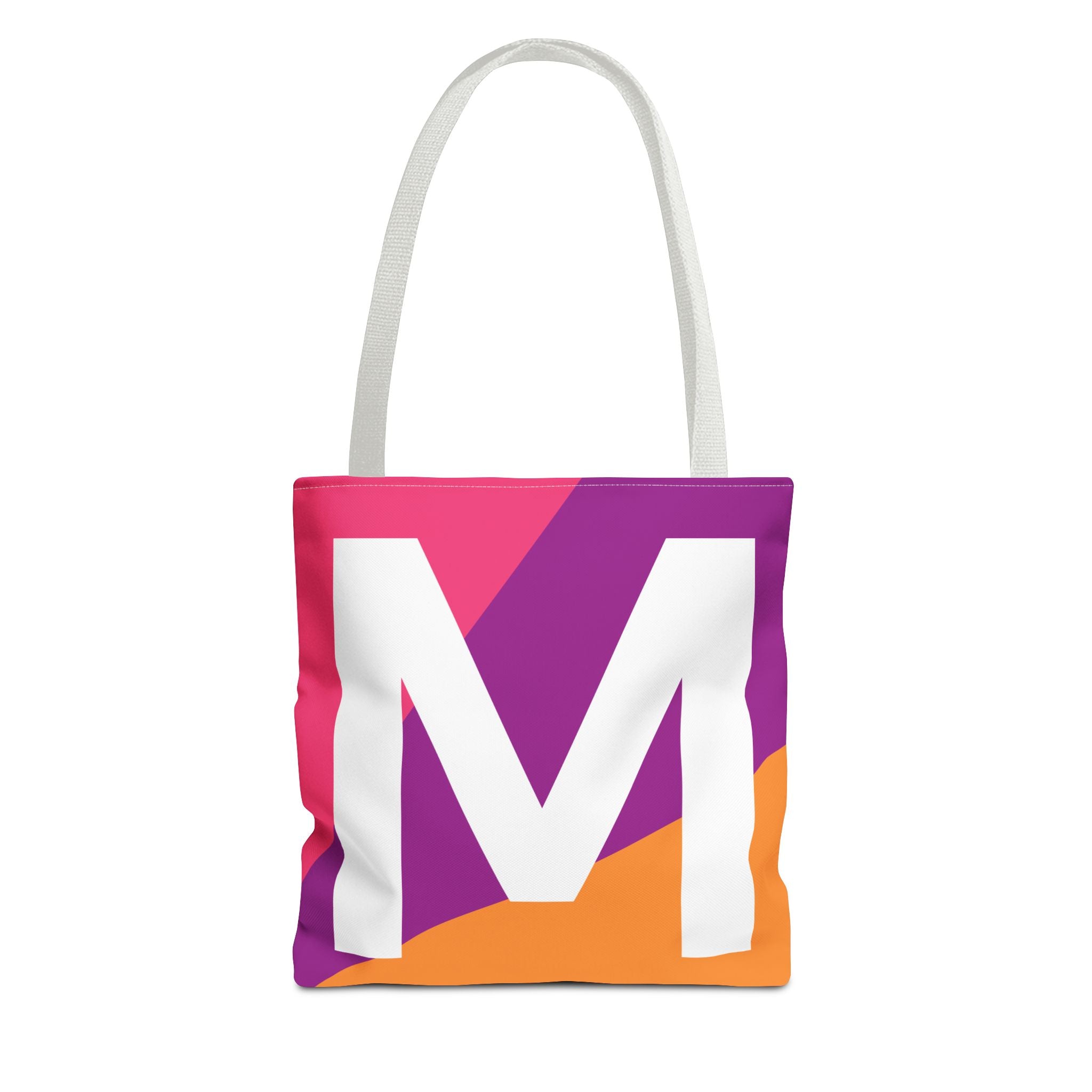 Monogram 'M' Colorblock Tote Bag — Personalized Initial M Shoulder Tote