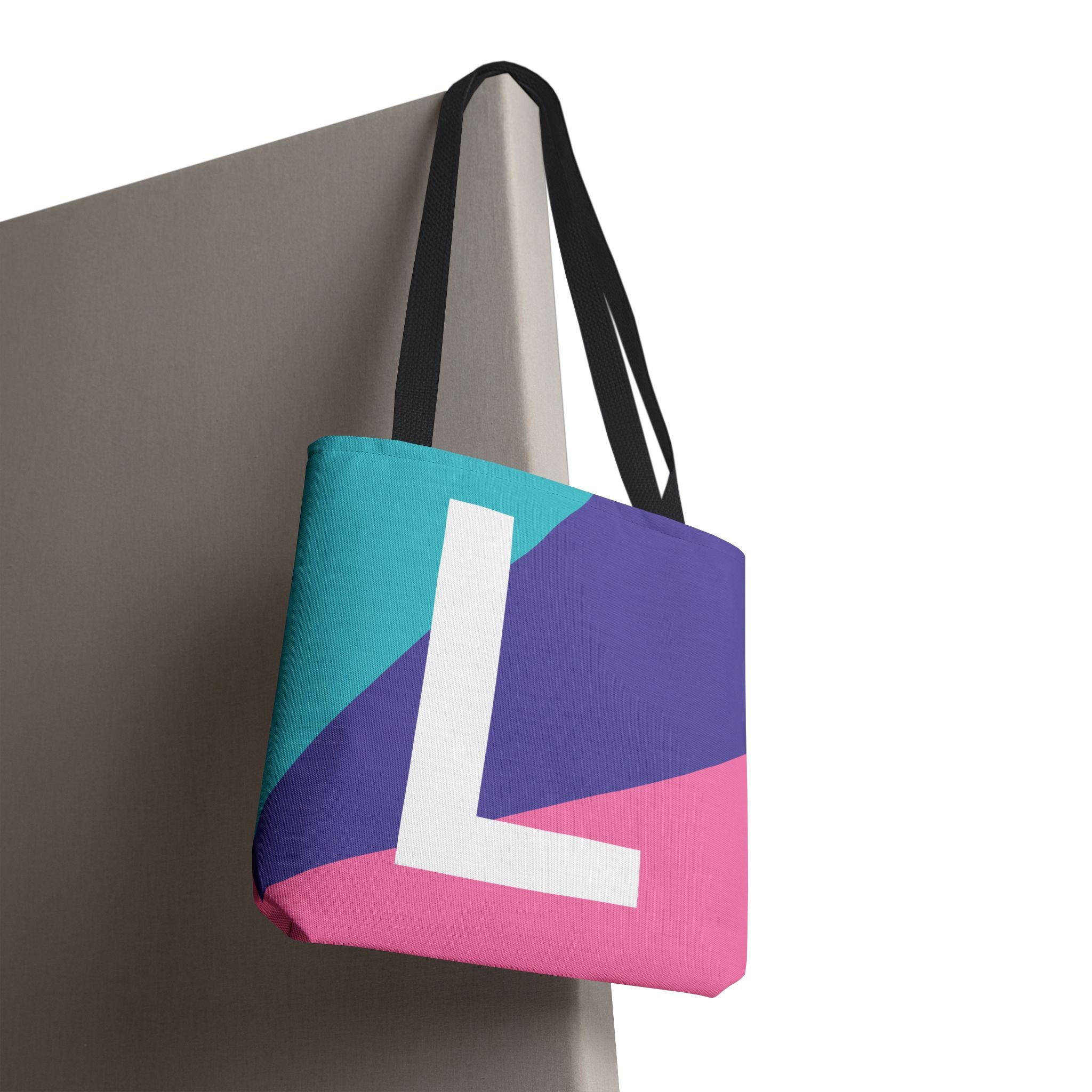 Monogram 'L' Colorblock Tote Bag — Personalized Initial L Shoulder Tote