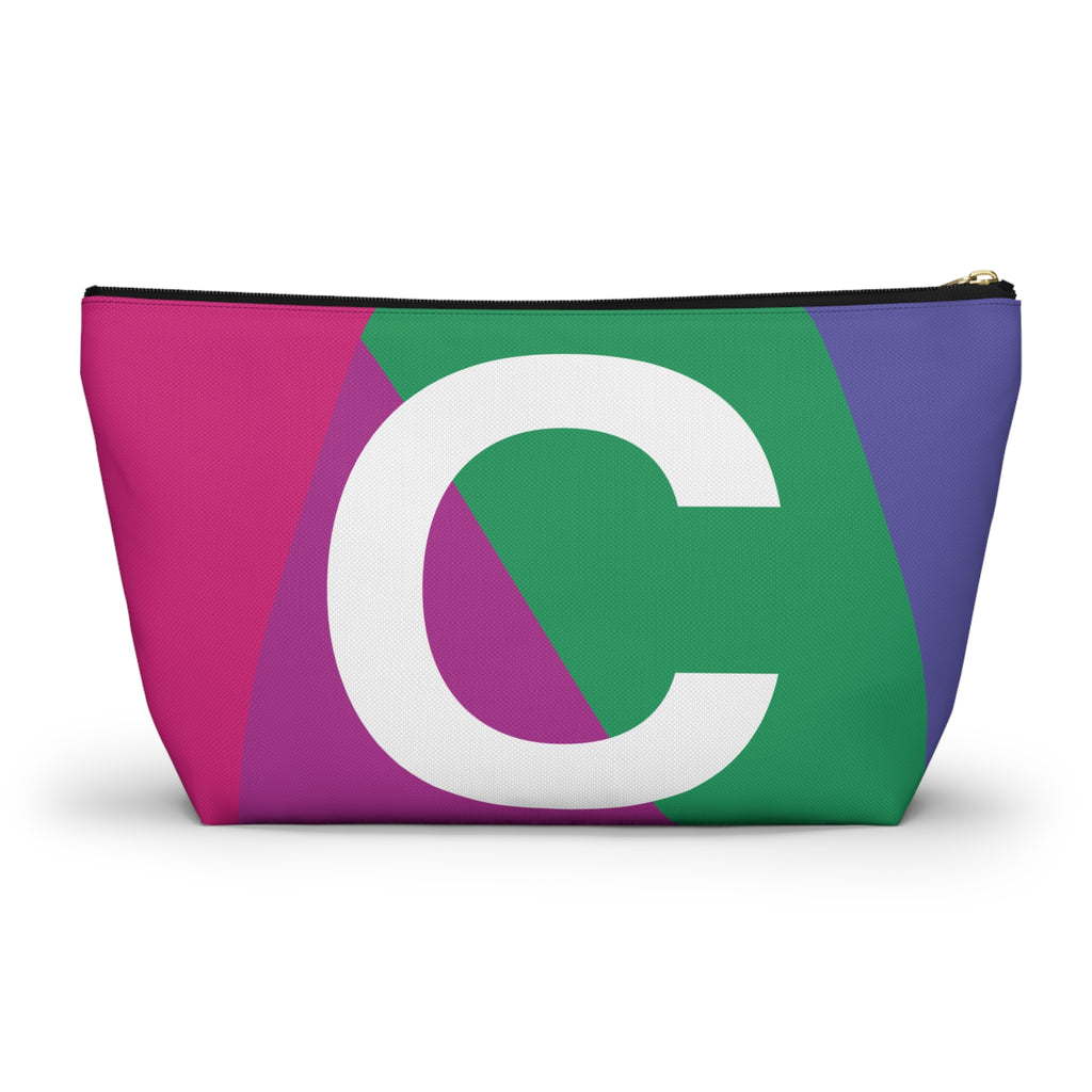 Initials Colorblock Accessory Pouch — Monogram C T-Bottom Cosmetic Bag