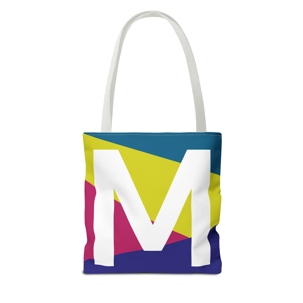 Monogram 'M' Colorblock Tote Bag — Personalized Initial M Shoulder Tote