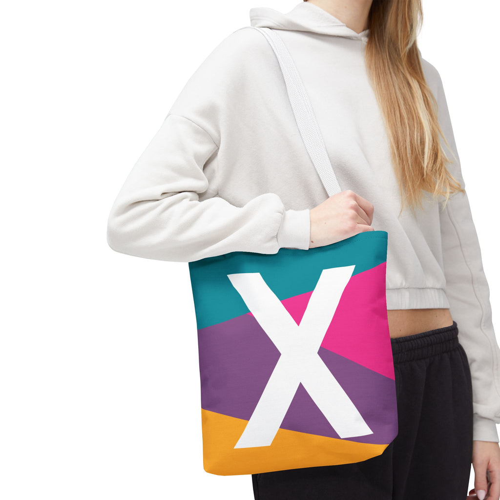 Monogram 'X' Colorblock Tote Bag — Personalized Initial X Shoulder Tote