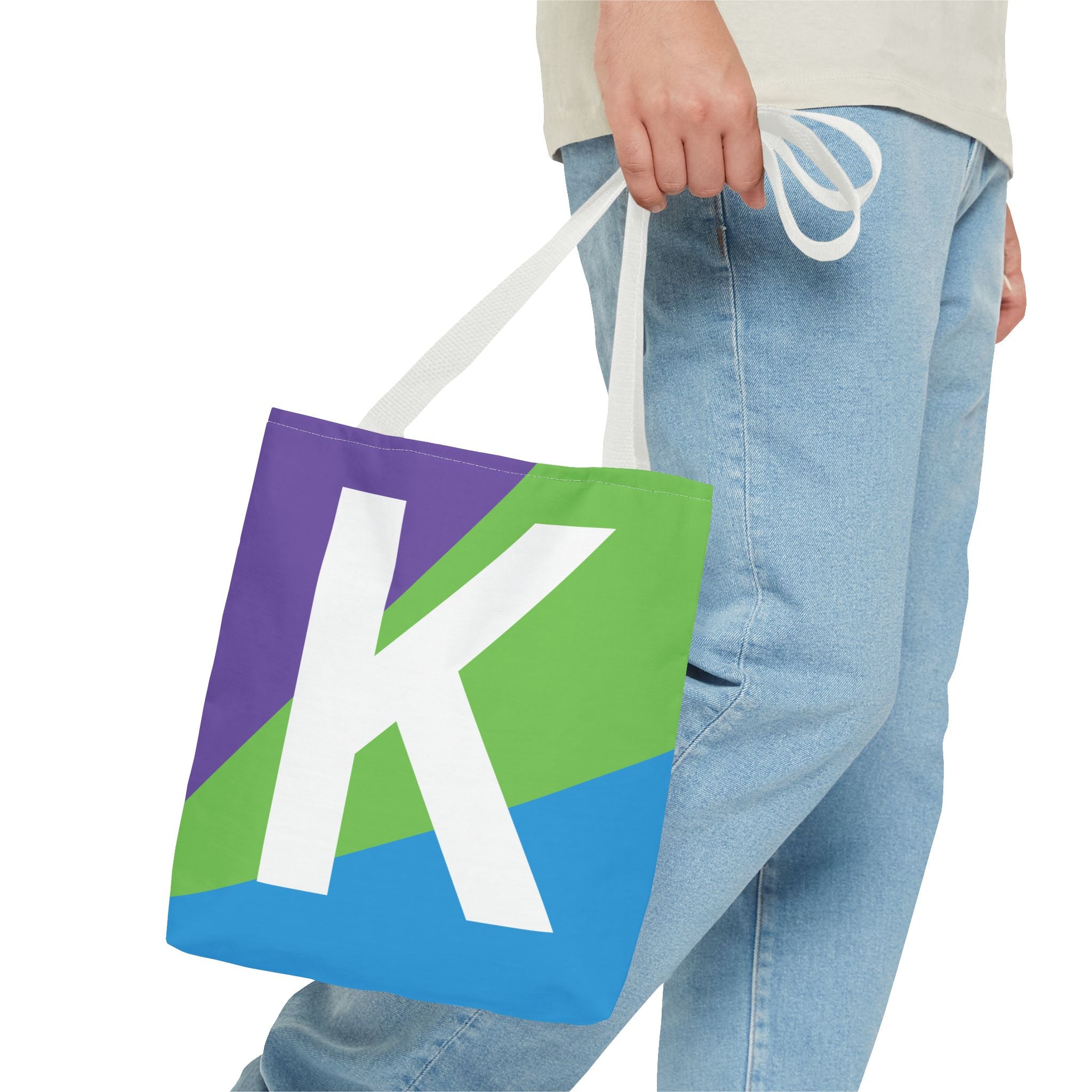 Monogram 'K' Colorblock Tote Bag — Personalized Initial K Shoulder Tote