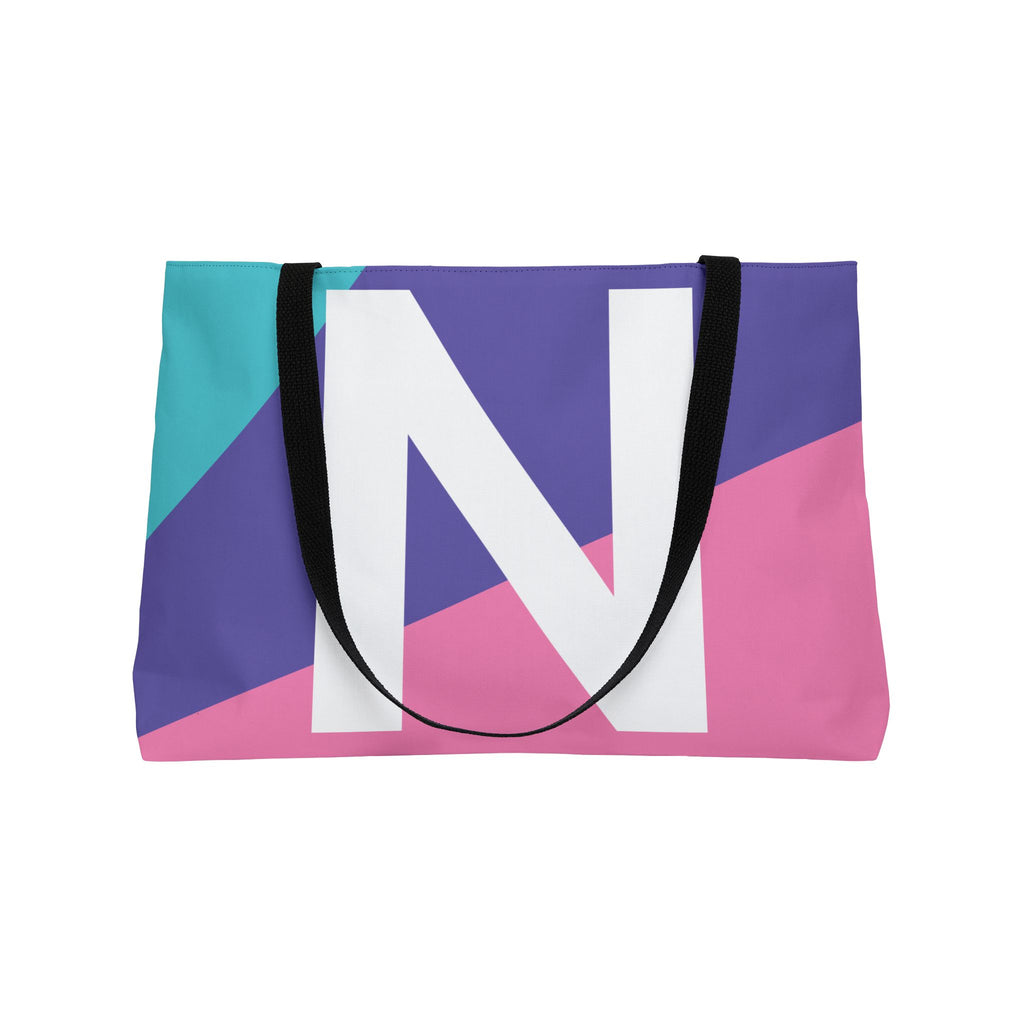Personalized 'N' Colorblock Tote Bag — Monogram Weekender Tote