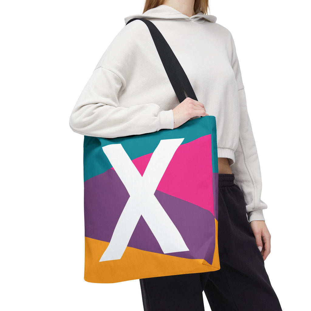 Monogram 'X' Colorblock Tote Bag — Personalized Initial X Shoulder Tote