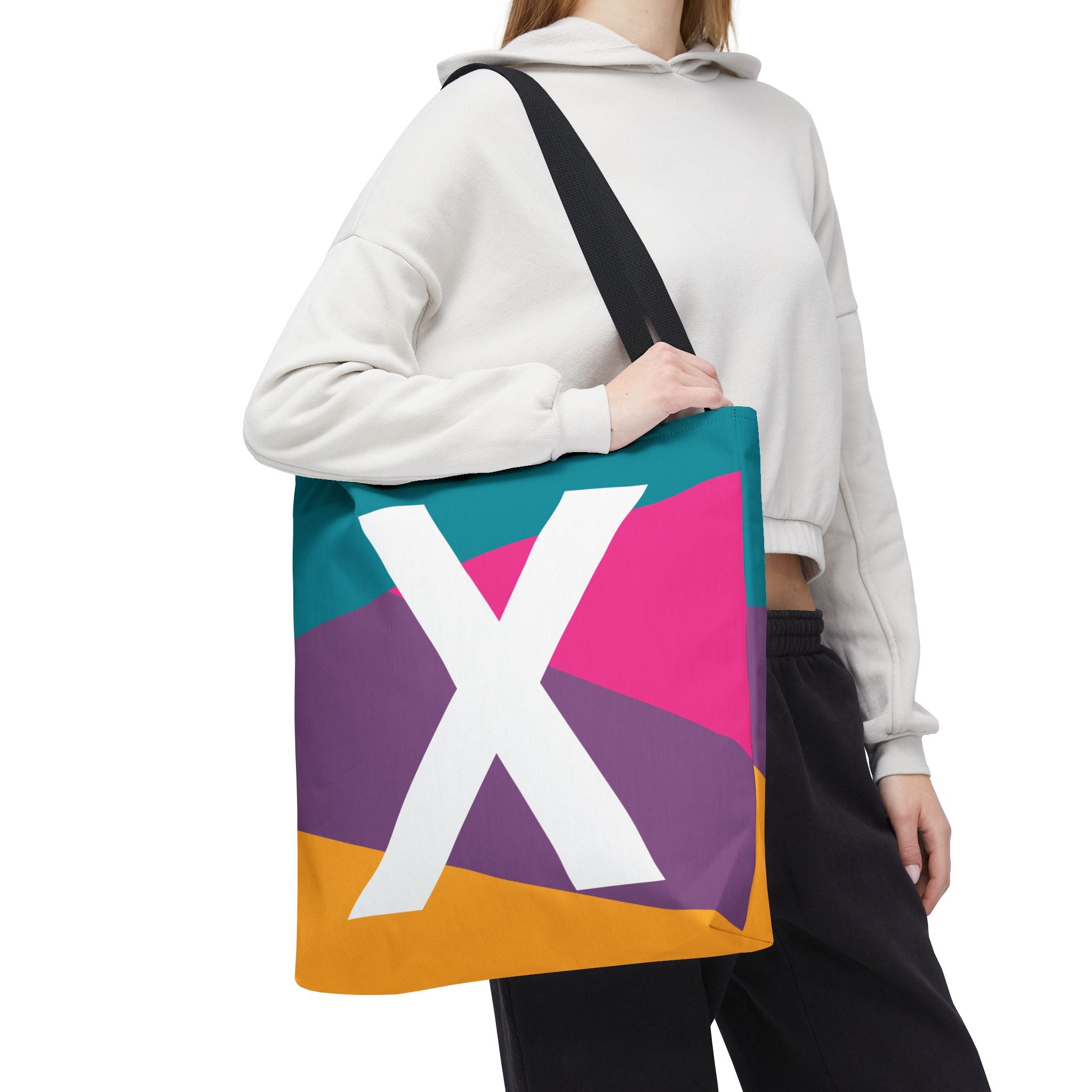 Monogram 'X' Colorblock Tote Bag — Personalized Initial X Shoulder Tote