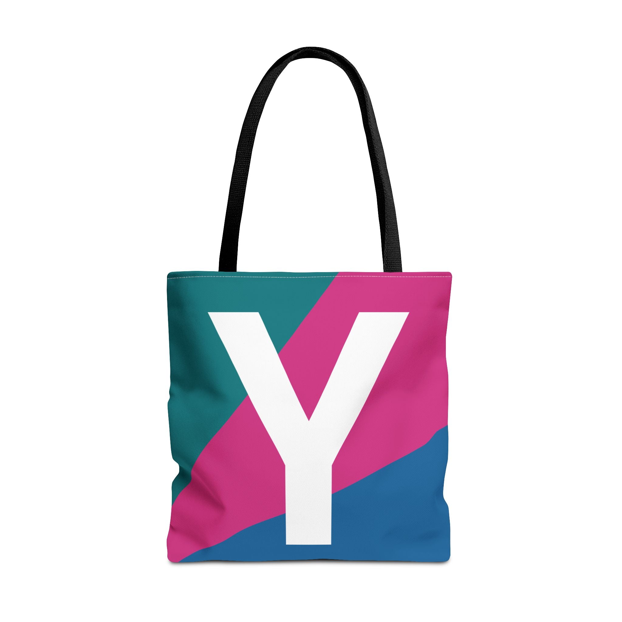Monogram 'Y' Colorblock Tote Bag — Personalized Initial Y Shoulder Tote