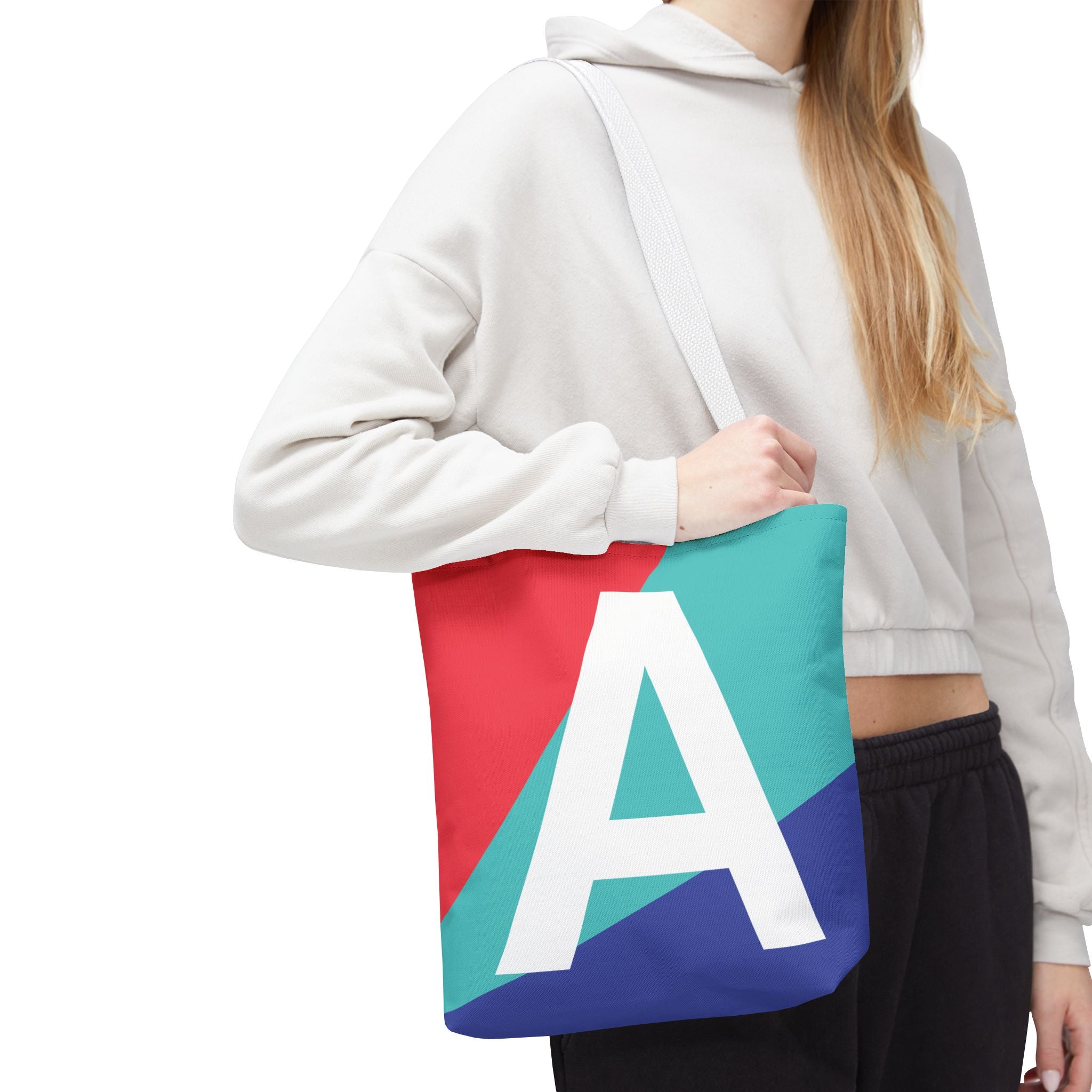 Monogram 'A' Colorblock Tote Bag — Personalized Initial A Shoulder Tote