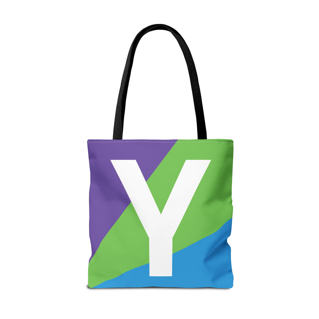 Monogram 'Y' Colorblock Tote Bag — Personalized Initial Y Shoulder Tote