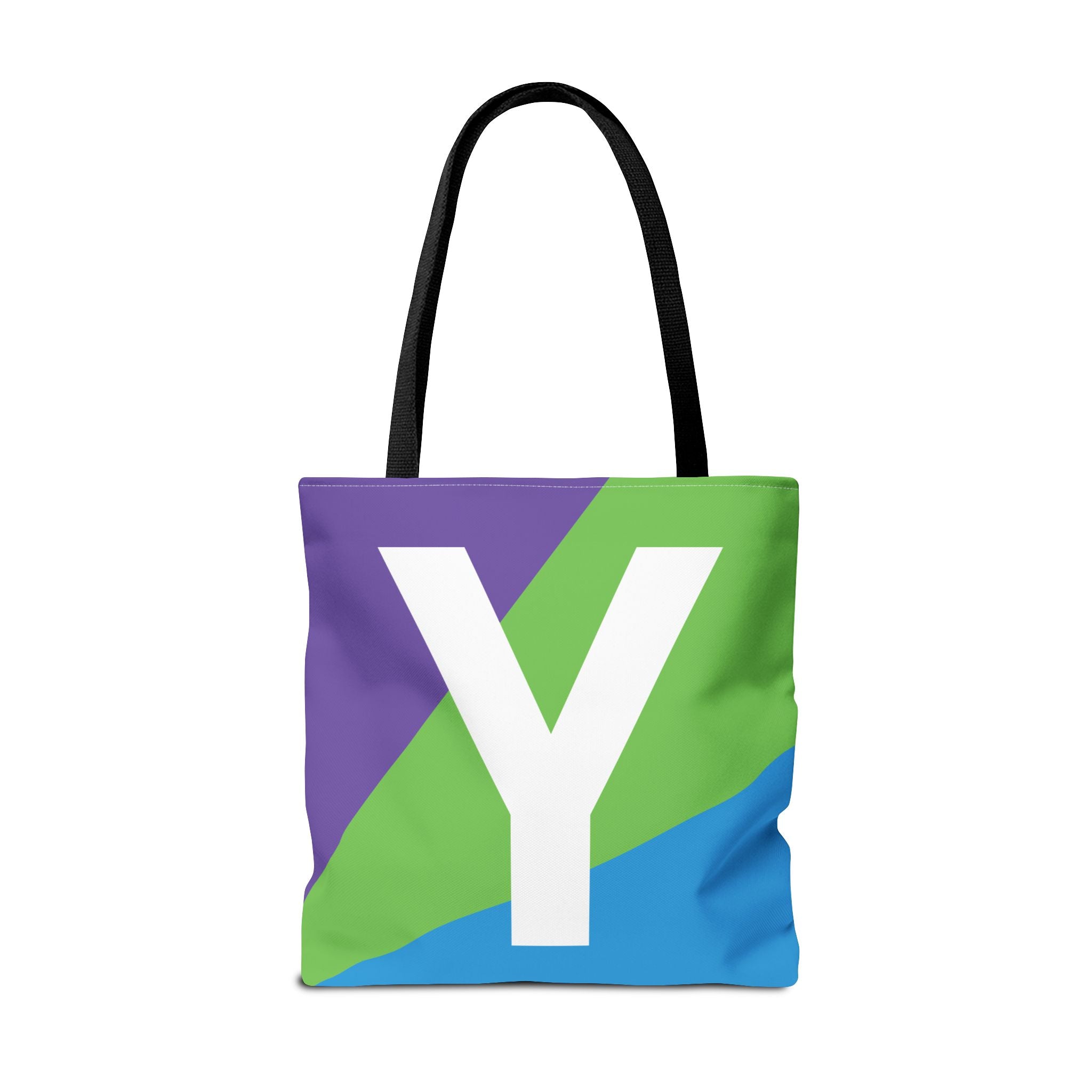 Monogram 'Y' Colorblock Tote Bag — Personalized Initial Y Shoulder Tote