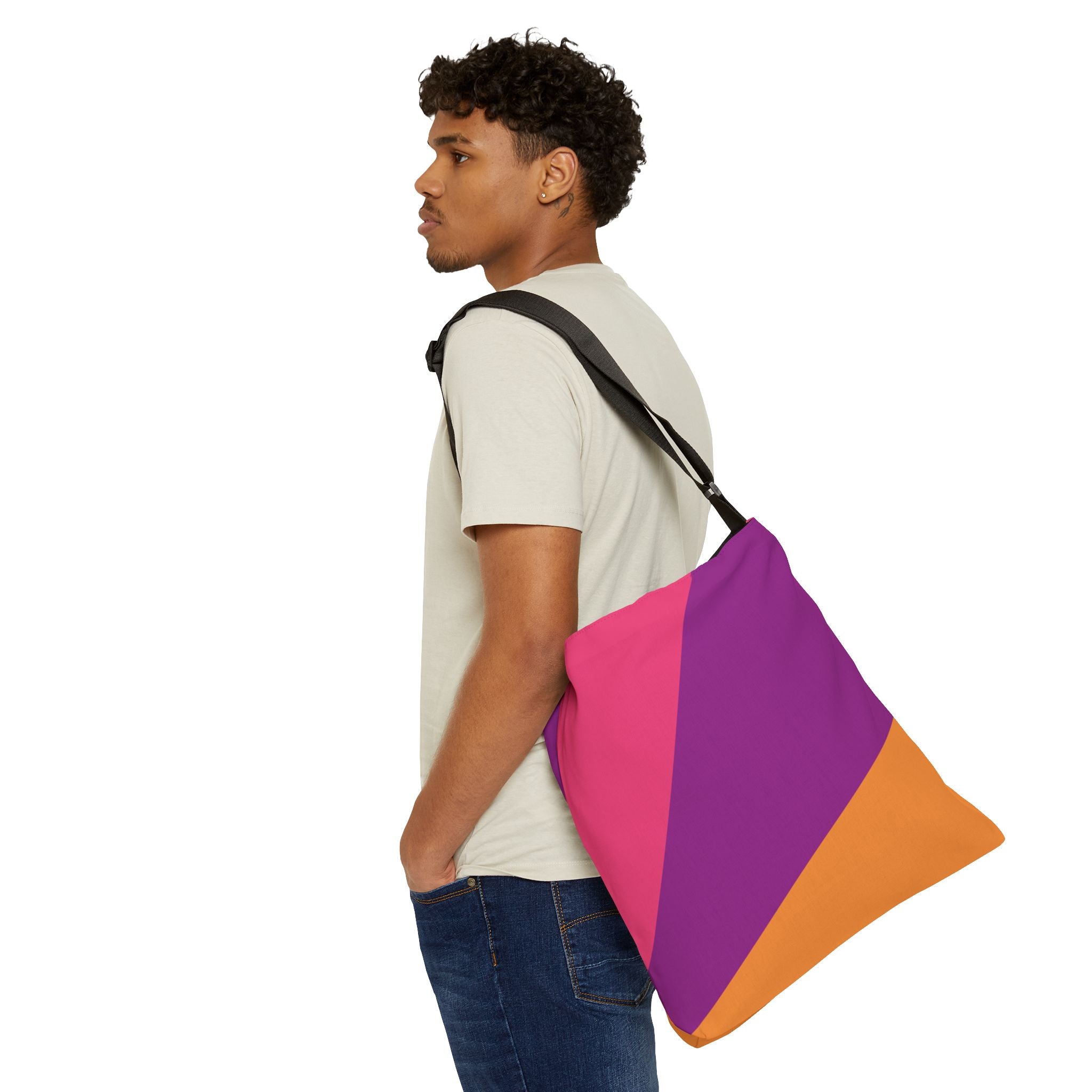 Colorblock Geometric Tote Bag — Adjustable Strap, Bright Abstract Pattern