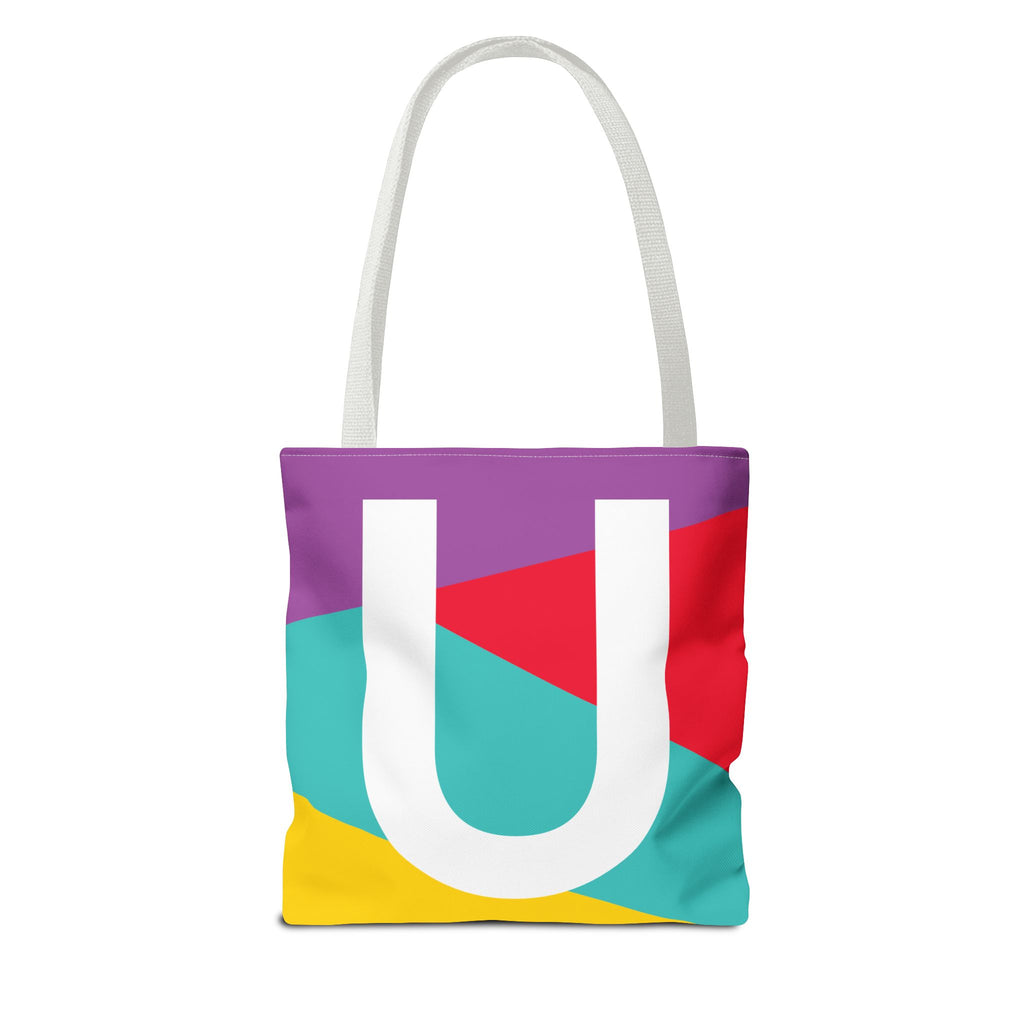 Monogram 'U' Colorblock Tote Bag — Personalized Initial U Shoulder Tote