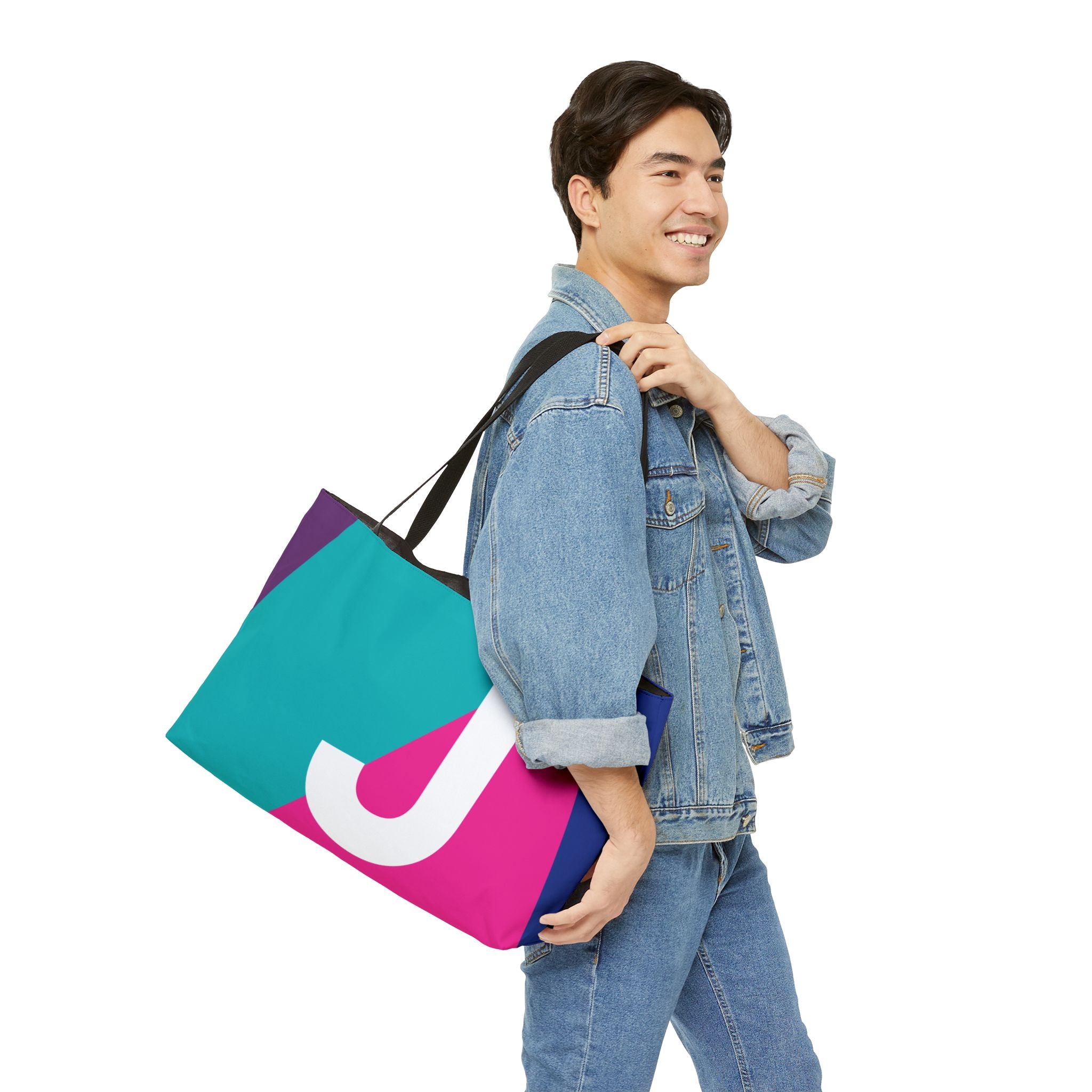 Personalized 'J' Colorblock Tote Bag — Monogram Weekender Tote