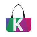 Personalized 'K' Colorblock Tote Bag — Monogram Weekender Tote