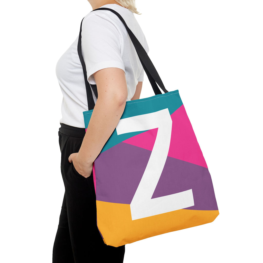 Monogram 'Z' Colorblock Tote Bag — Personalized Initial Z Shoulder Tote