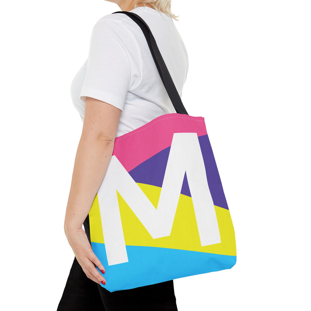 Monogram 'M' Colorblock Tote Bag — Personalized Initial M Shoulder Tote