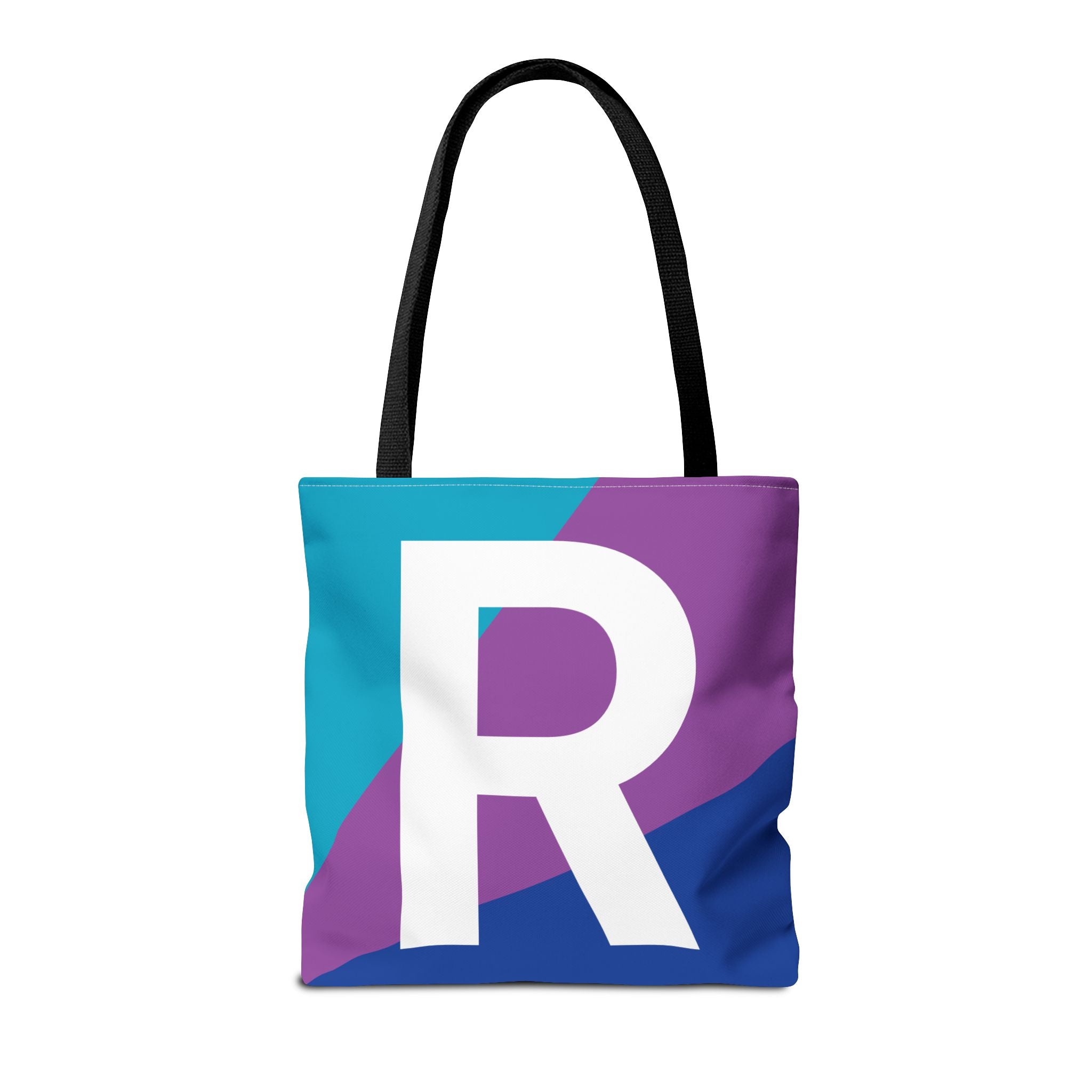 Monogram 'R' Colorblock Tote Bag — Personalized Initial R Shoulder Tote